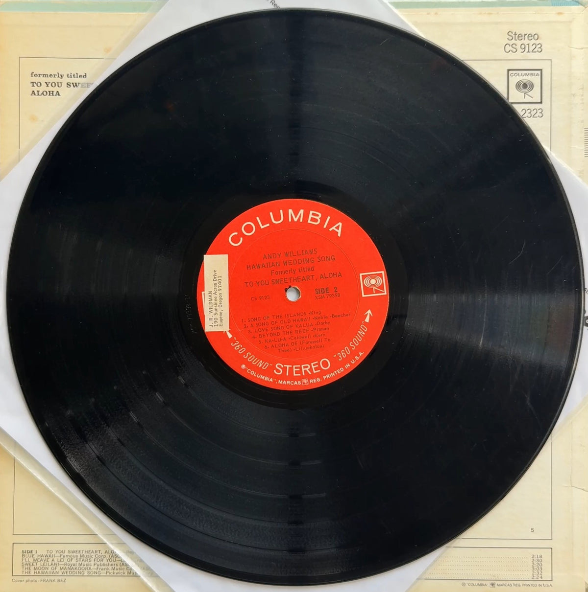 Andy Williams Hawaiian Wedding Song 1965 US Reissue VG/VG+