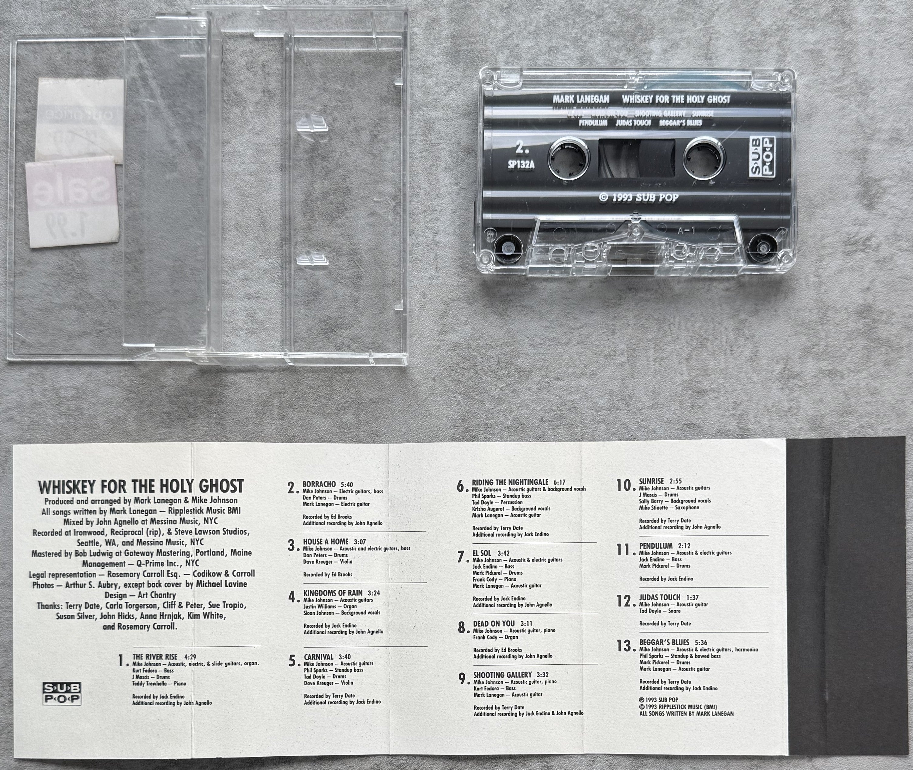 Mark Lanegan - Whiskey For The Holy Ghost 1994 US Cassette VG+