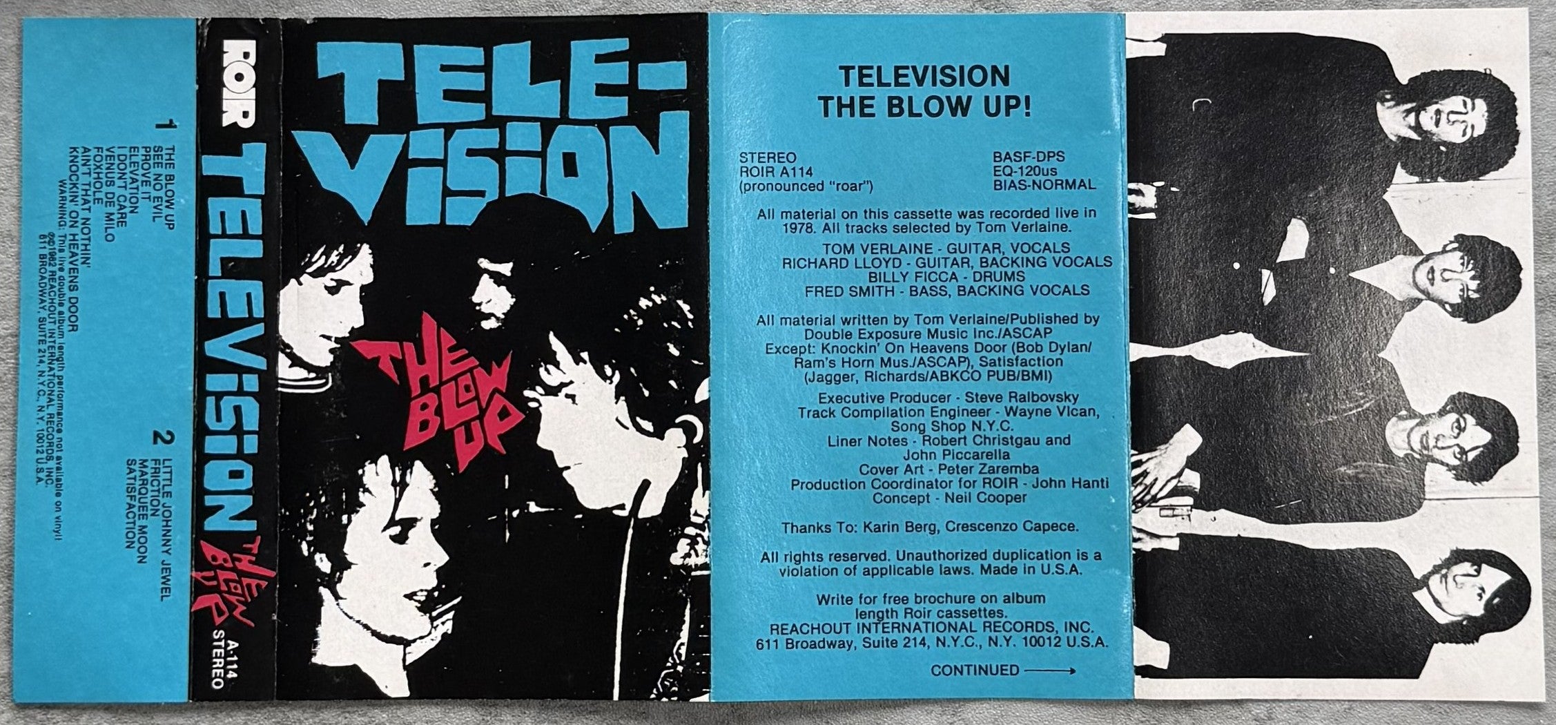 Television - The Blow Up 1982 US 1st Release Cassette VG+