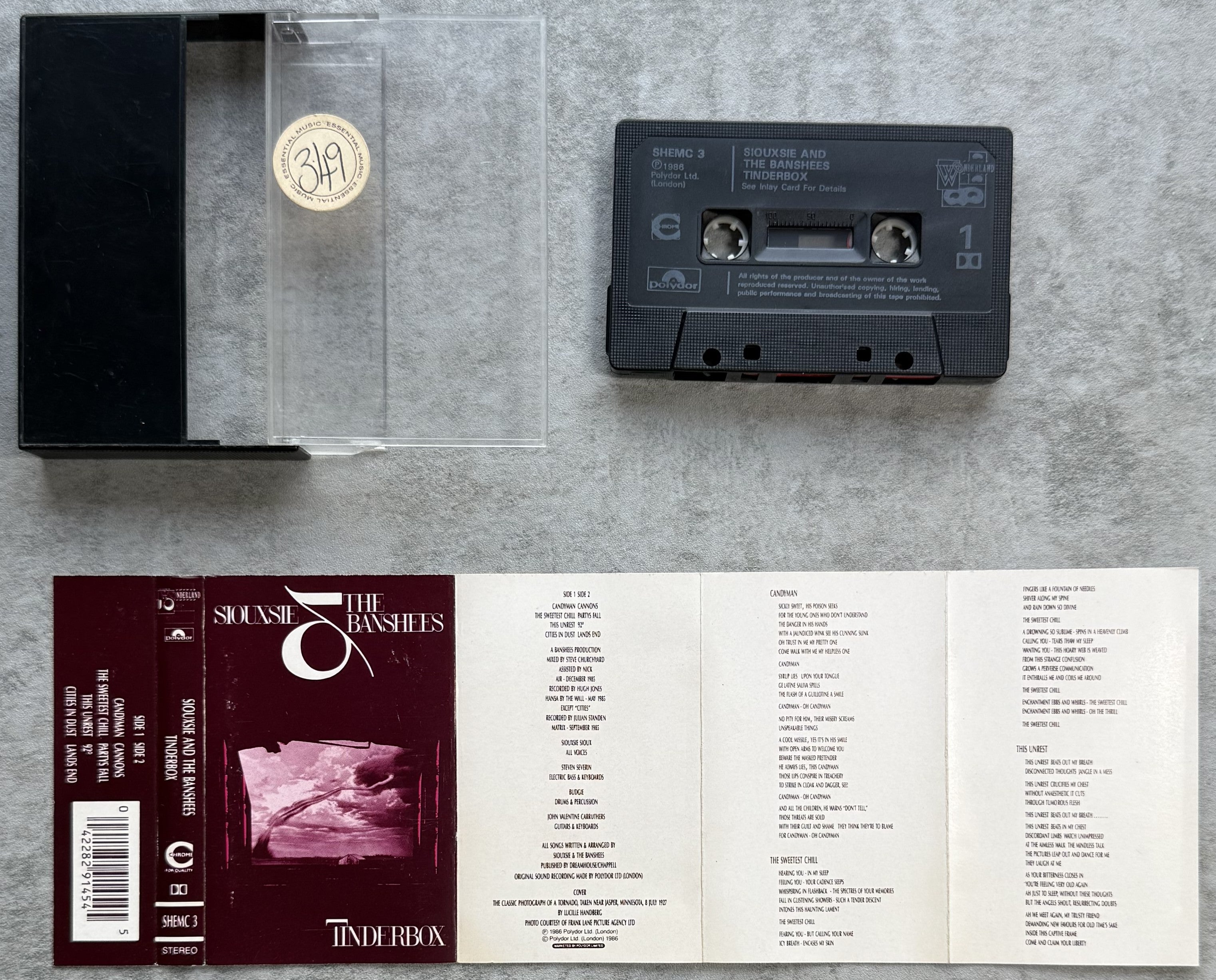 Siouxsie & The Banshees - Tinderbox 1980s UK reissue VG+ cassette