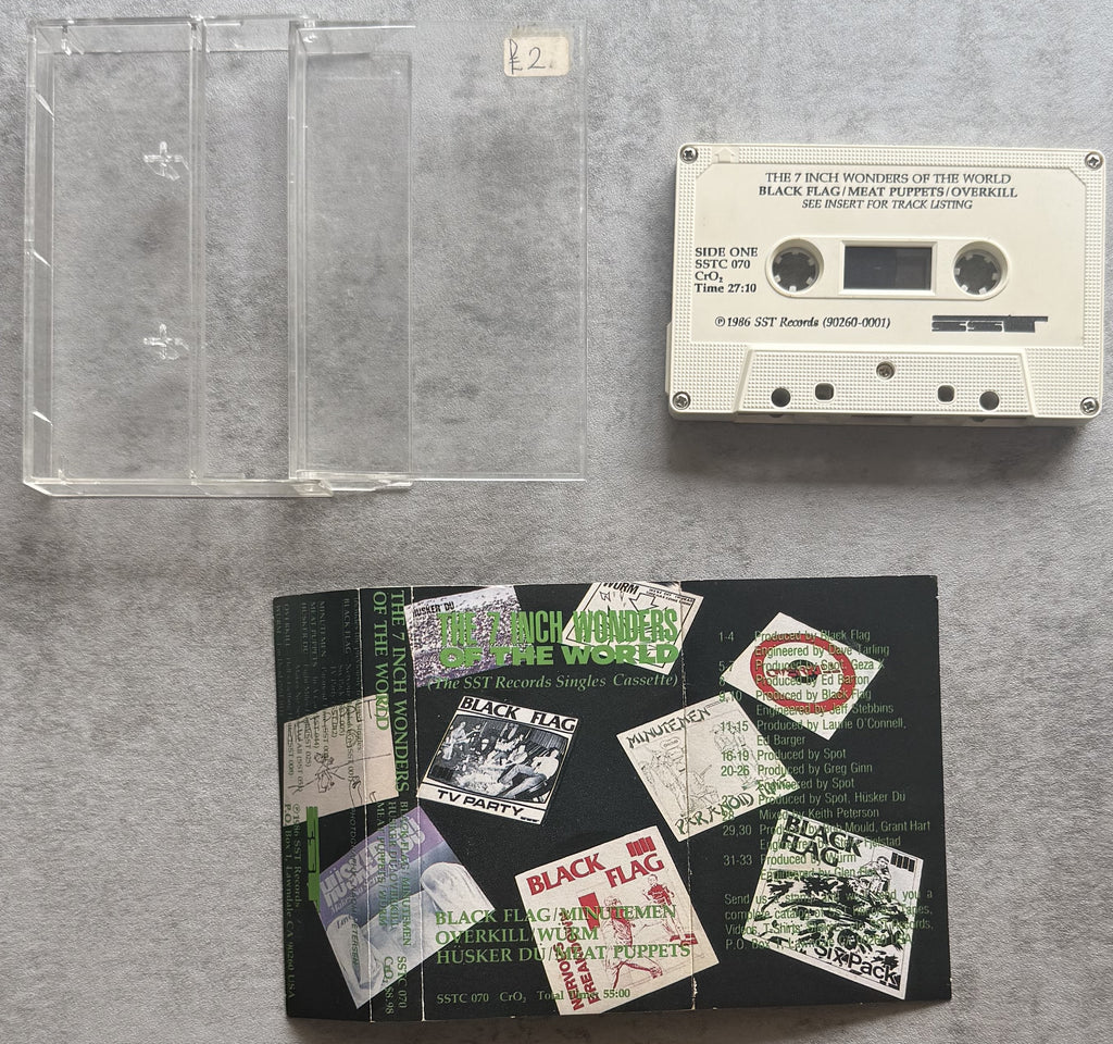 PUNK Compilation The 7 Inch Wonders Of The World 1986 Cassette VG+  Black Flag, Minutemen, Husker Du, etc.