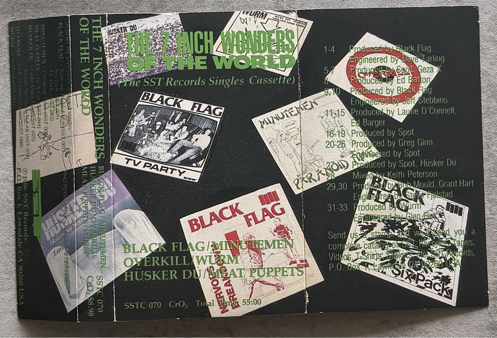 PUNK Compilation The 7 Inch Wonders Of The World 1986 Cassette VG+  Black Flag, Minutemen, Husker Du, etc.
