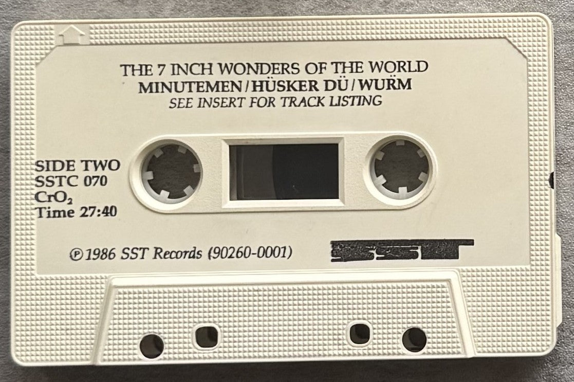 PUNK Compilation The 7 Inch Wonders Of The World 1986 Cassette VG+  Black Flag, Minutemen, Husker Du, etc.