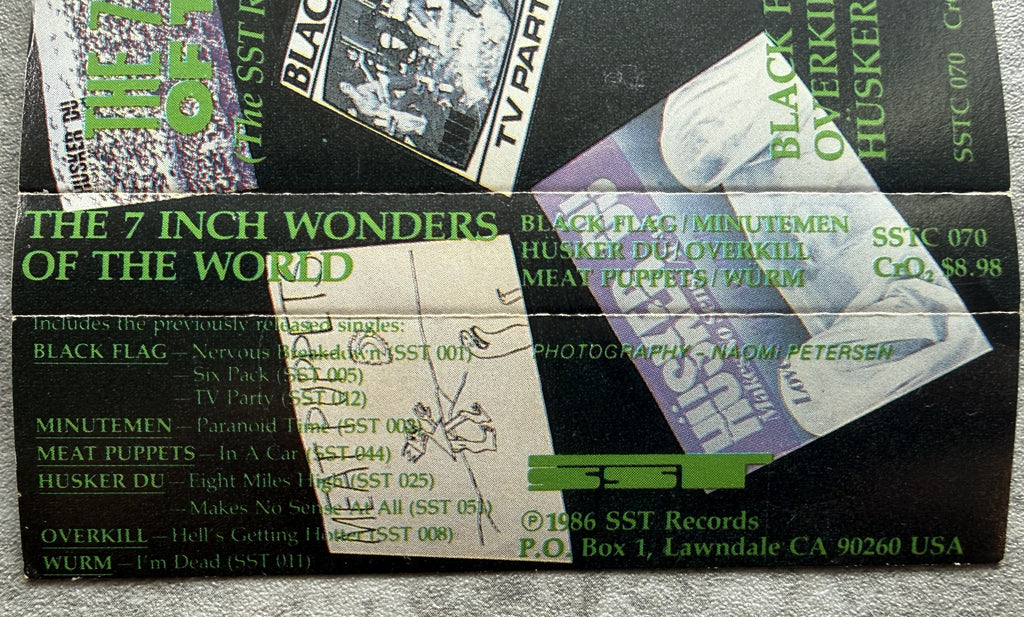 PUNK Compilation The 7 Inch Wonders Of The World 1986 Cassette VG+  Black Flag, Minutemen, Husker Du, etc.