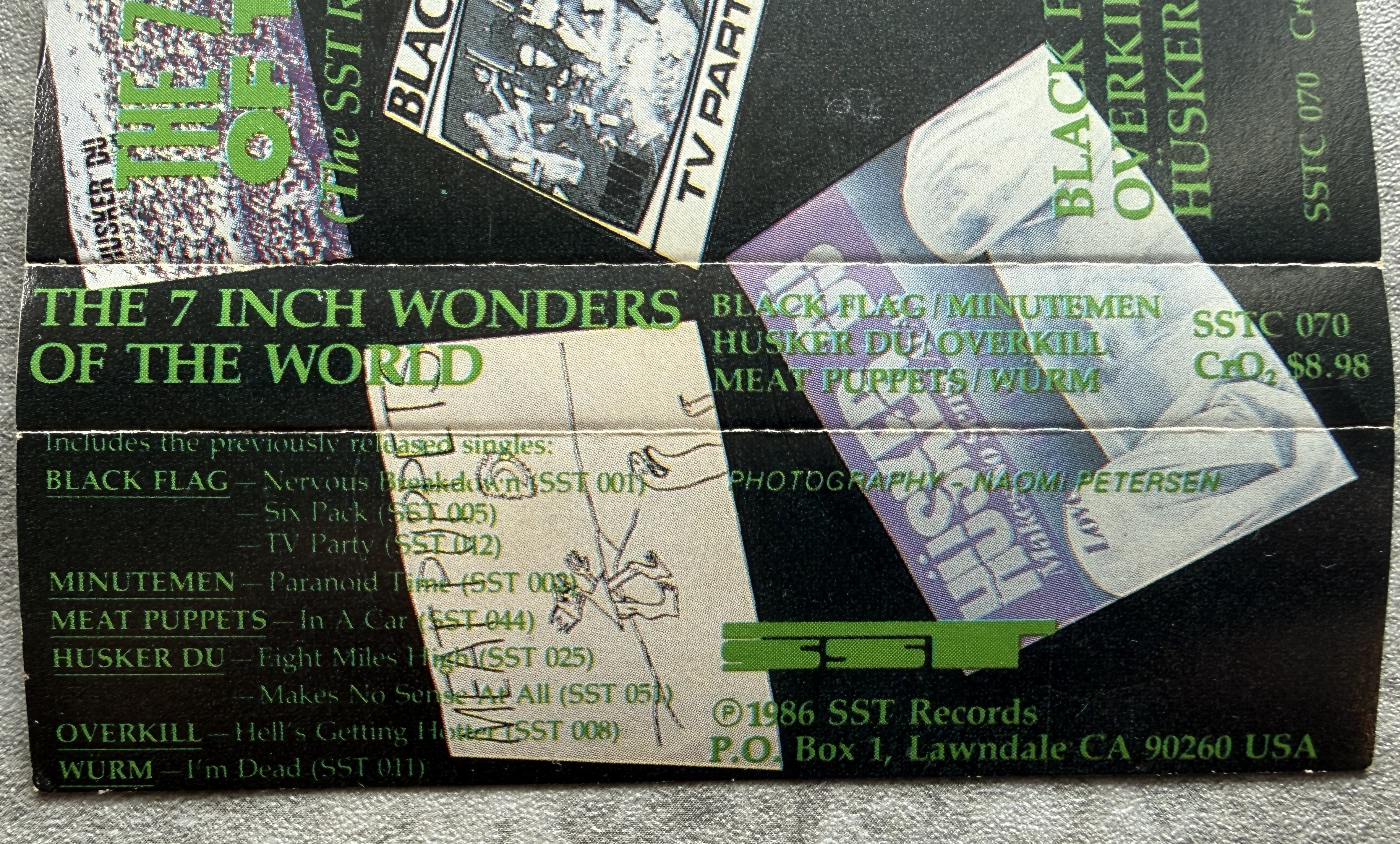 PUNK Compilation The 7 Inch Wonders Of The World 1986 Cassette VG+  Black Flag, Minutemen, Husker Du, etc.