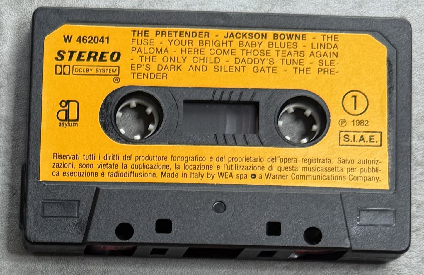 Jackson Browne - Late For The Sky / The Pretender 1982 Italian 2 Album Cassette VG+
