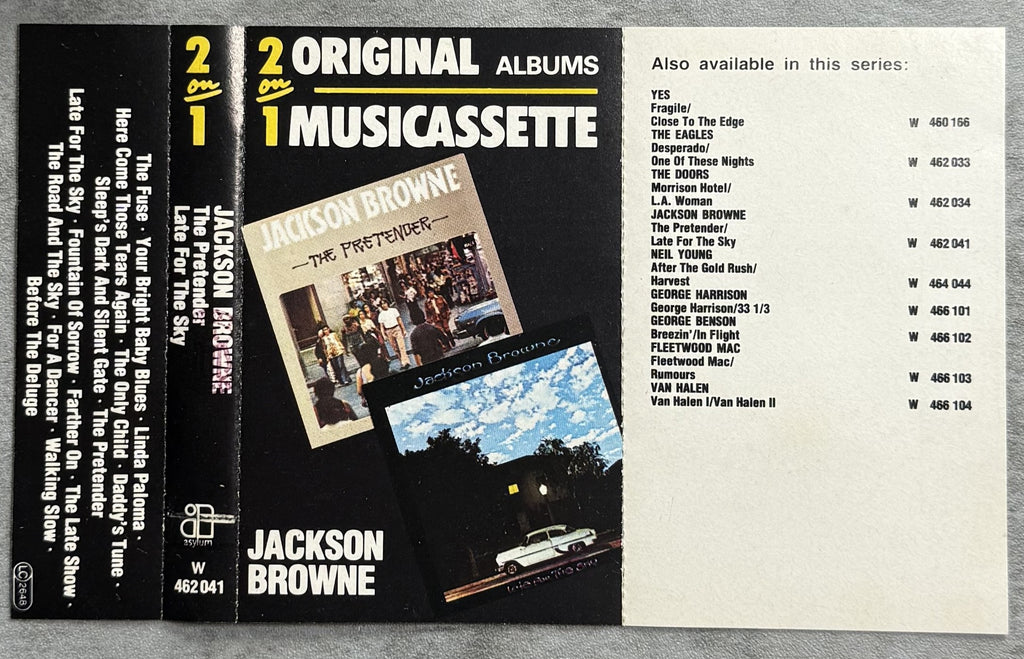 Jackson Browne - Late For The Sky / The Pretender 1982 Italian 2 Album Cassette VG+
