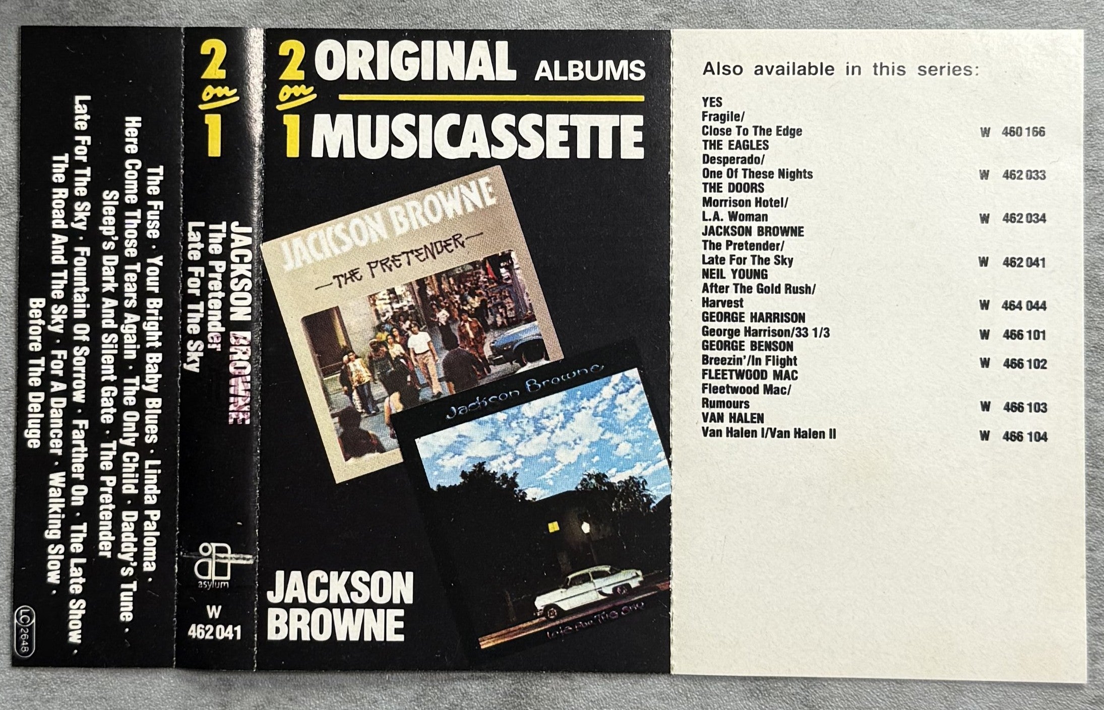 Jackson Browne - Late For The Sky / The Pretender 1982 Italian 2 Album Cassette VG+