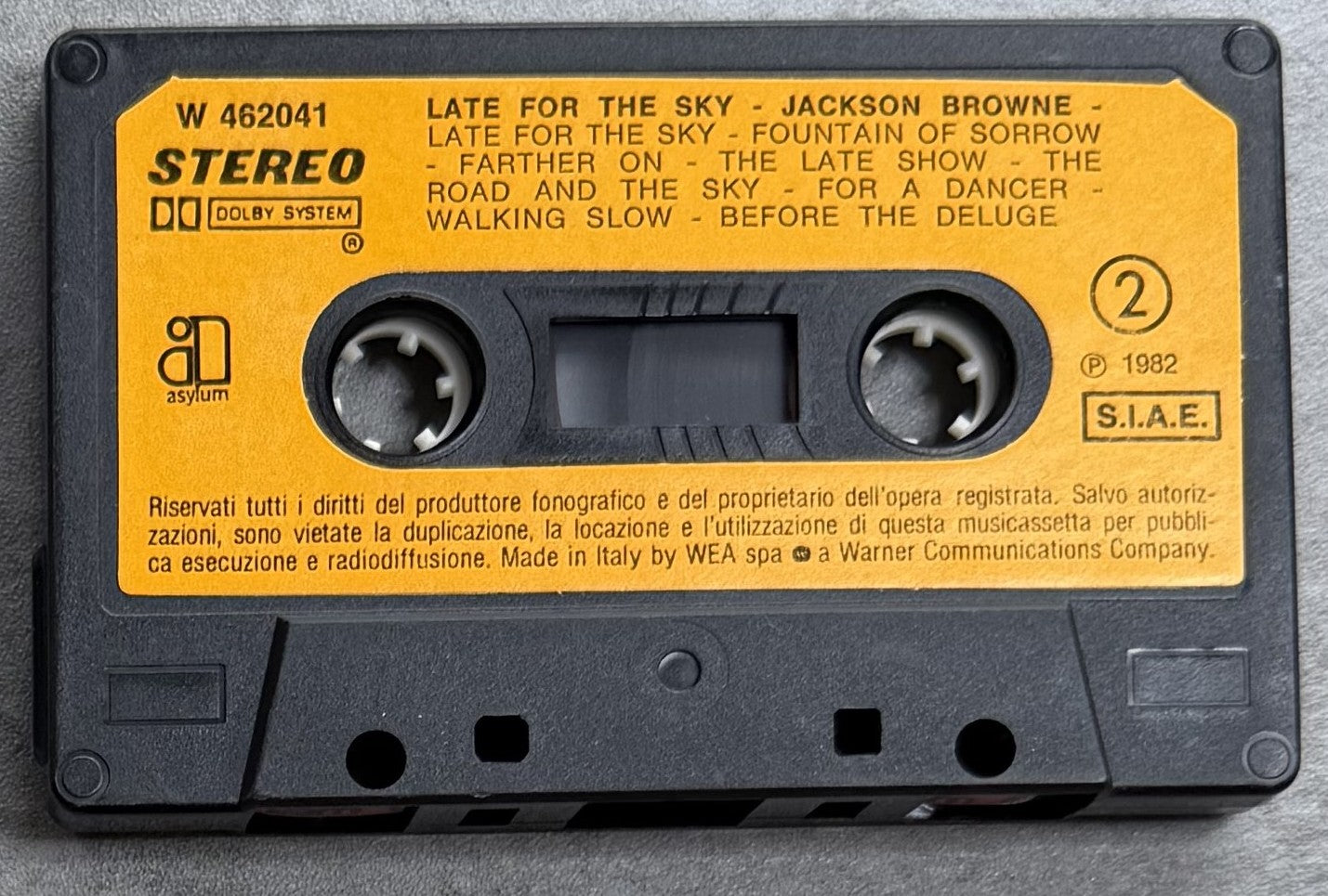 Jackson Browne - Late For The Sky / The Pretender 1982 Italian 2 Album Cassette VG+