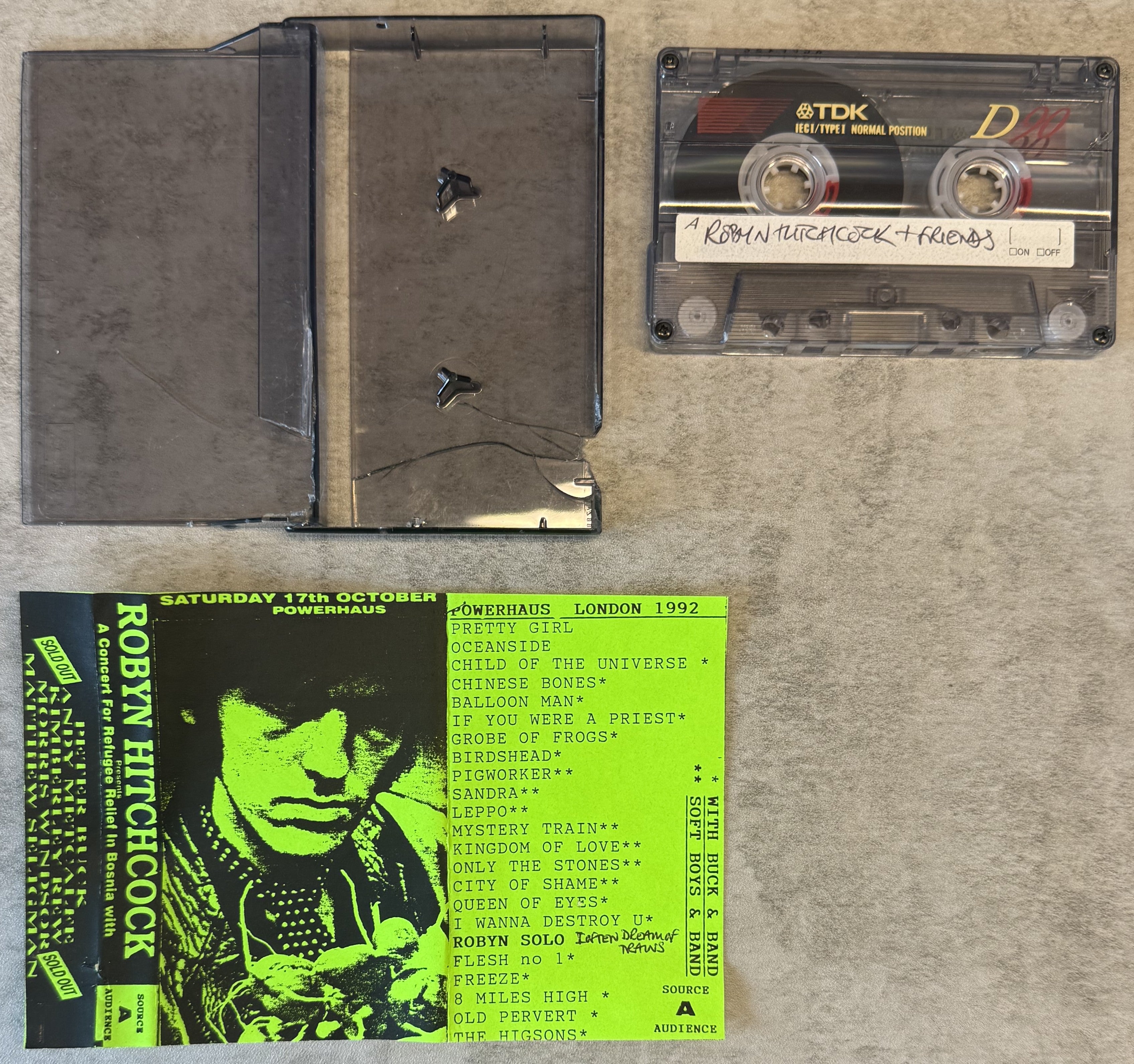 Robyn Hitchcock - 1992 Bosnian Refugees Concert Bootleg Cassette VG+