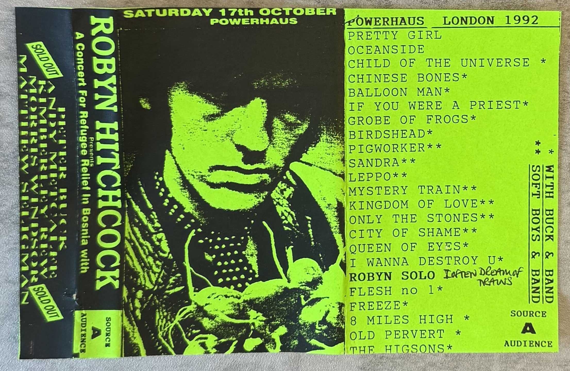 Robyn Hitchcock - 1992 Bosnian Refugees Concert Bootleg Cassette VG+