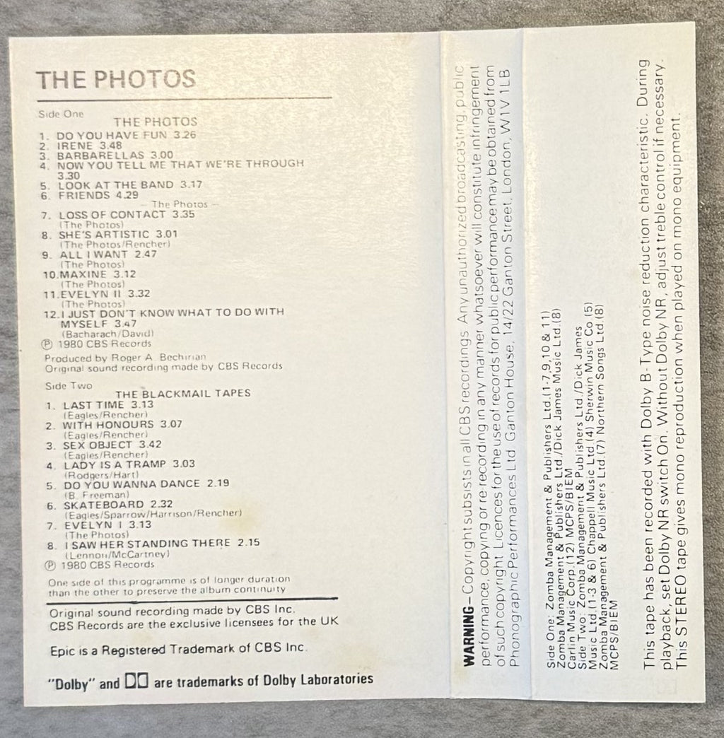 The Photos s/t 1980 UK Cassette VG+