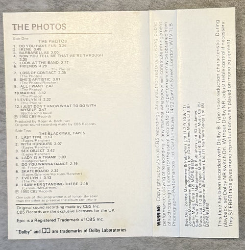 The Photos s/t 1980 UK Cassette VG+