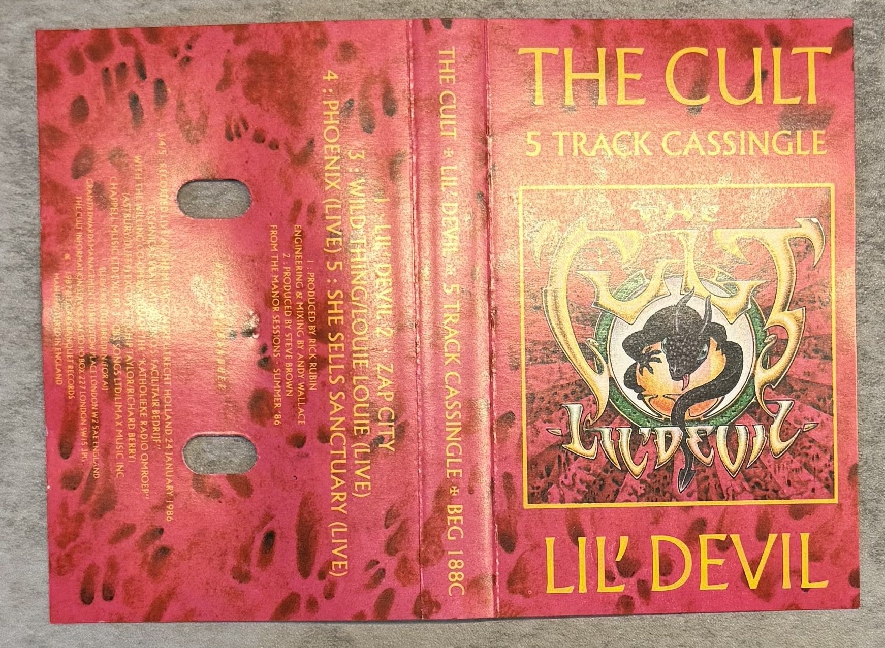 The Cult - Lil' Devil 1987 UK 5 track Cassingle VG+