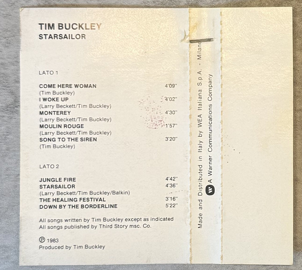 Tim Buckley - Starsailor 1983 Italy W446291 VG+ cassette