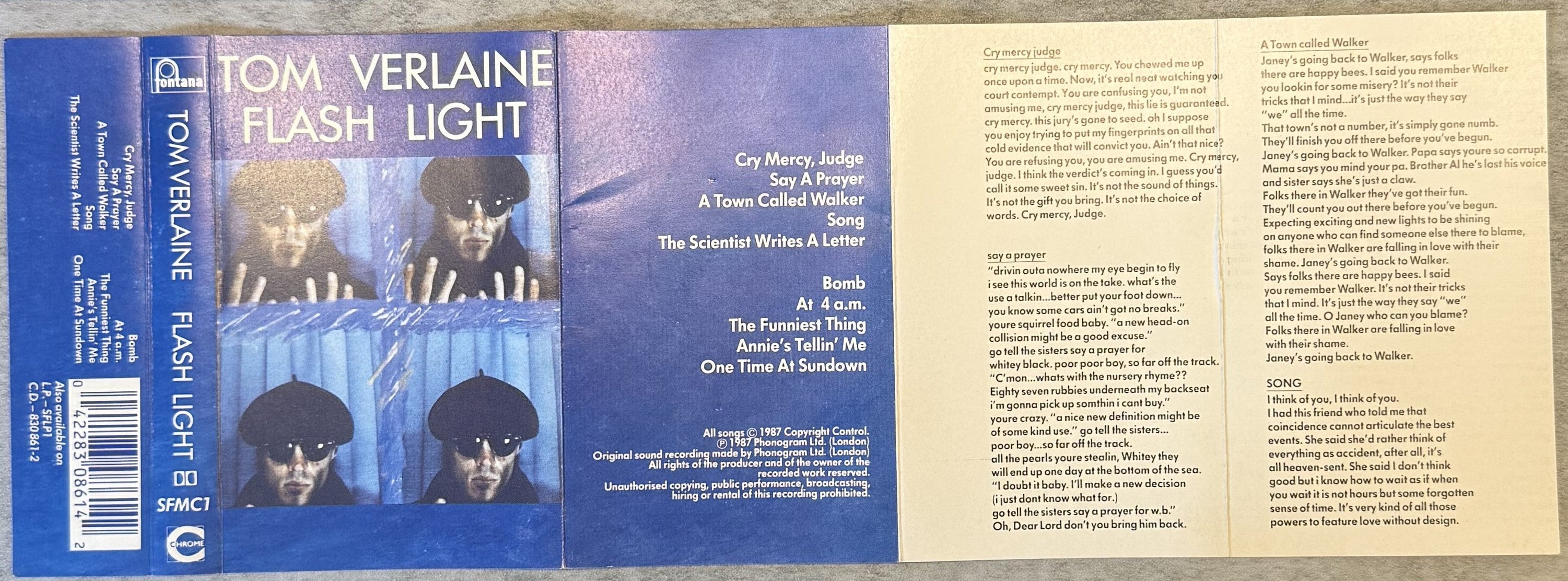 Tom Verlaine Flash Light 1987 UK Cassette VG+