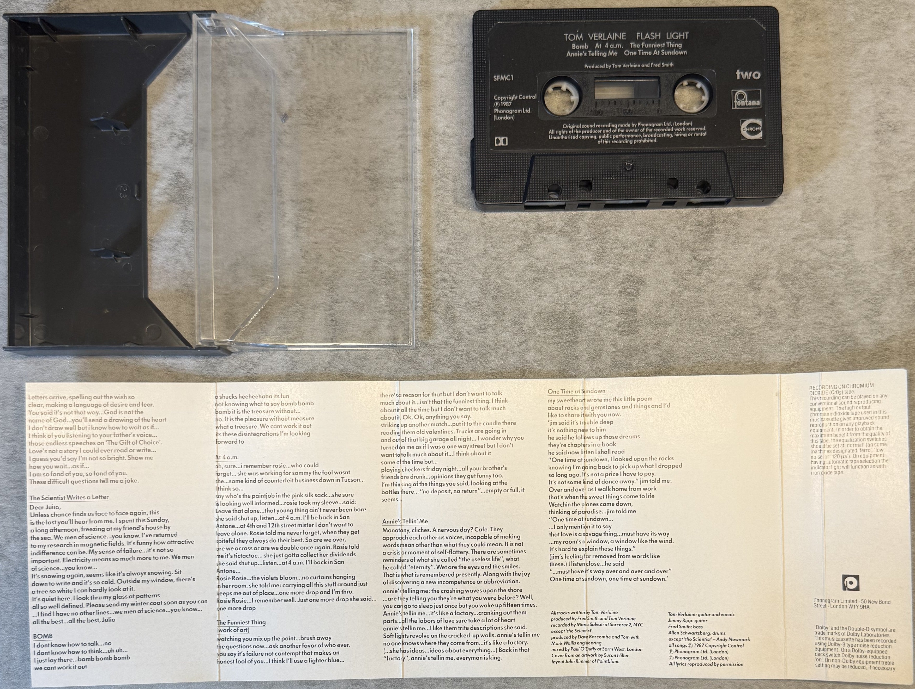 Tom Verlaine Flash Light 1987 UK Cassette VG+