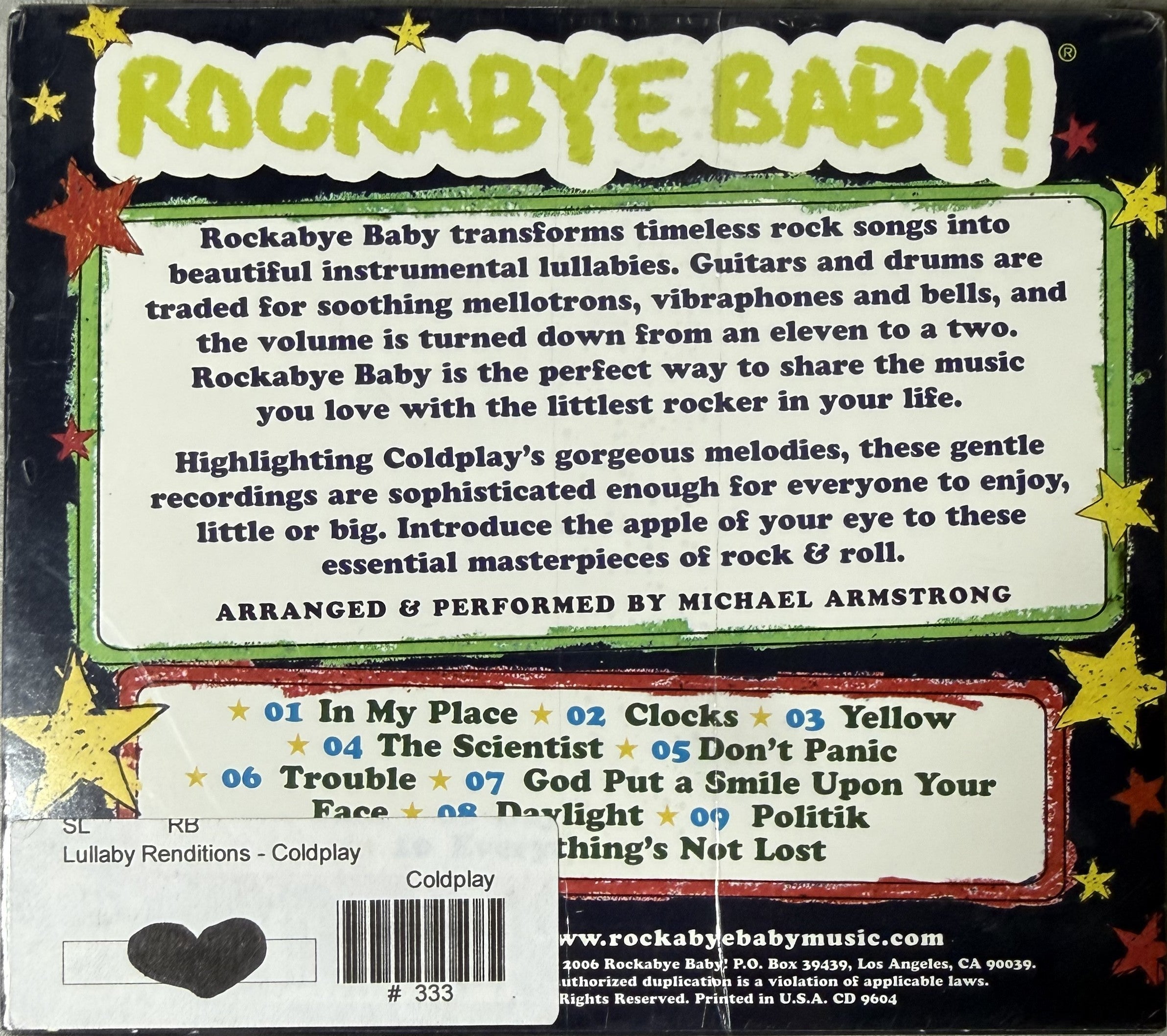 CD - Rockabye Baby! Lullaby Renditions Of Coldplay SEALED/NM