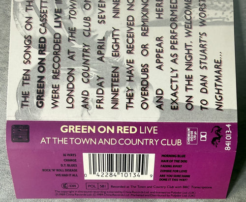 Green On Red Live at the Town & Country Club 1989 UK Ltd Edtn VG+
