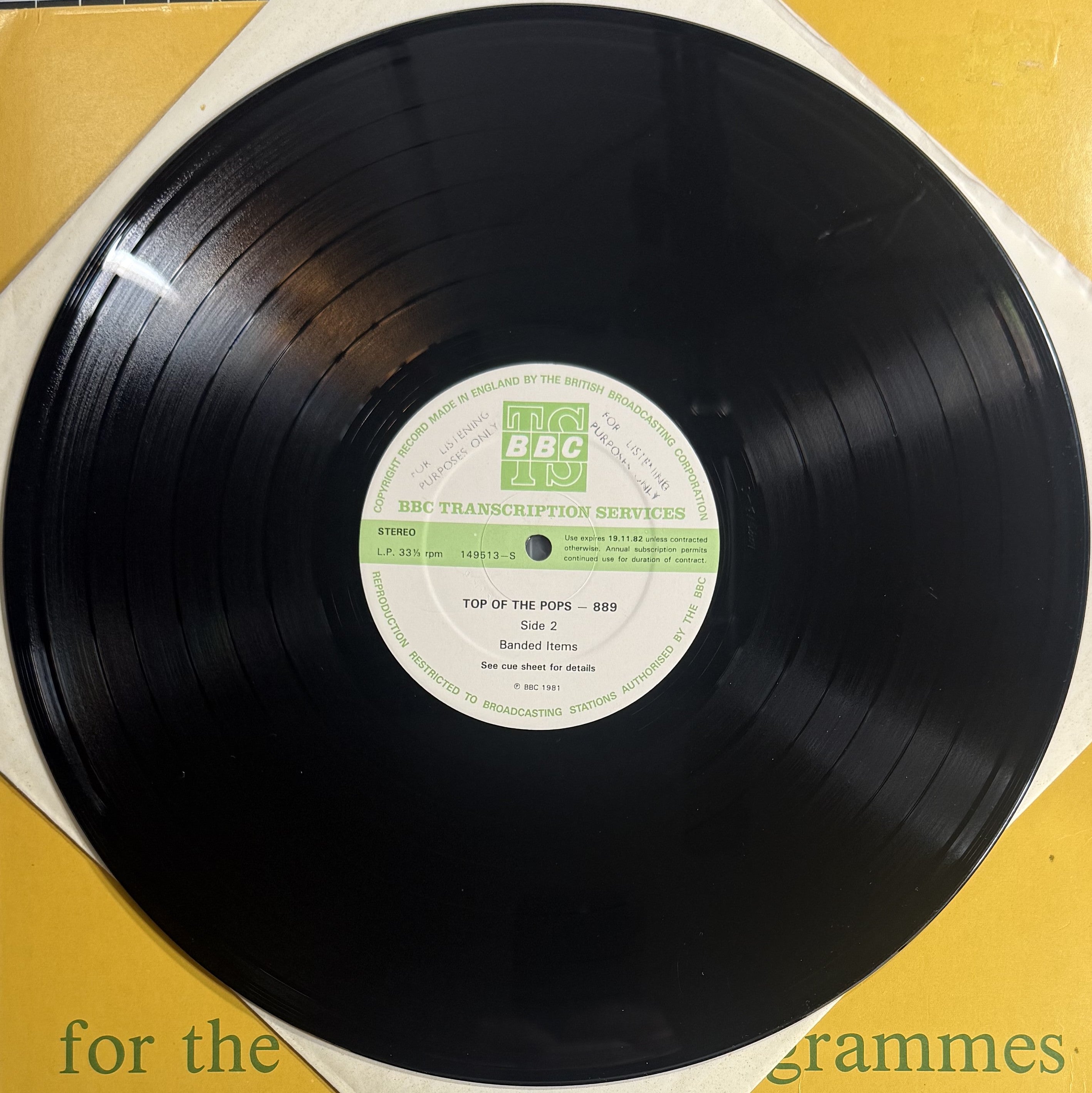 EXTRA RARE 1981 Top Of The Pops 889 (BBC Transcription Disc) VG+/VG OMD Simple Minds Soft Cell etc.