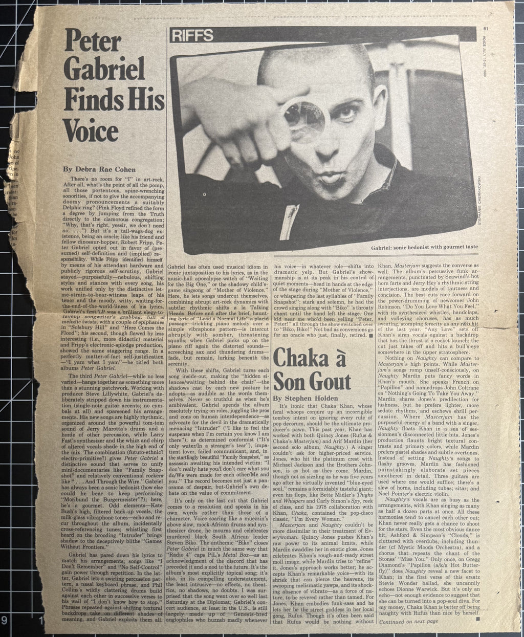 Village Voice Jul 16-22 1980 p61-62 (Cramps, Peter Gabriel, Ramones, Clash, etc)