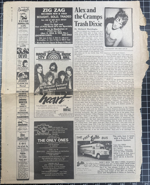 Village Voice Jul 16-22 1980 p61-62 (Cramps, Peter Gabriel, Ramones, Clash, etc)