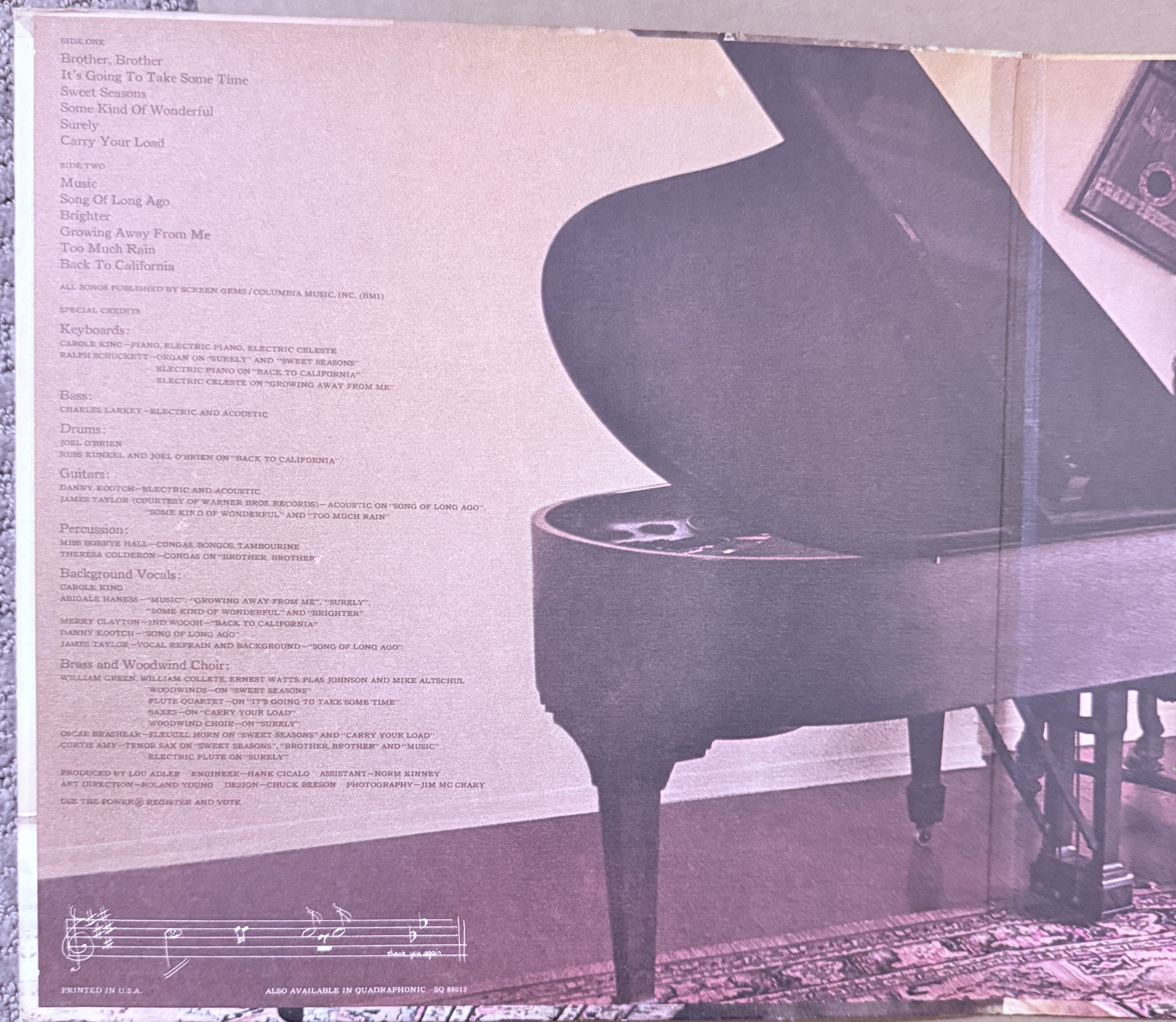 Carole King - Music - Vinyl Record - 1971 - G+/VG 1st Press