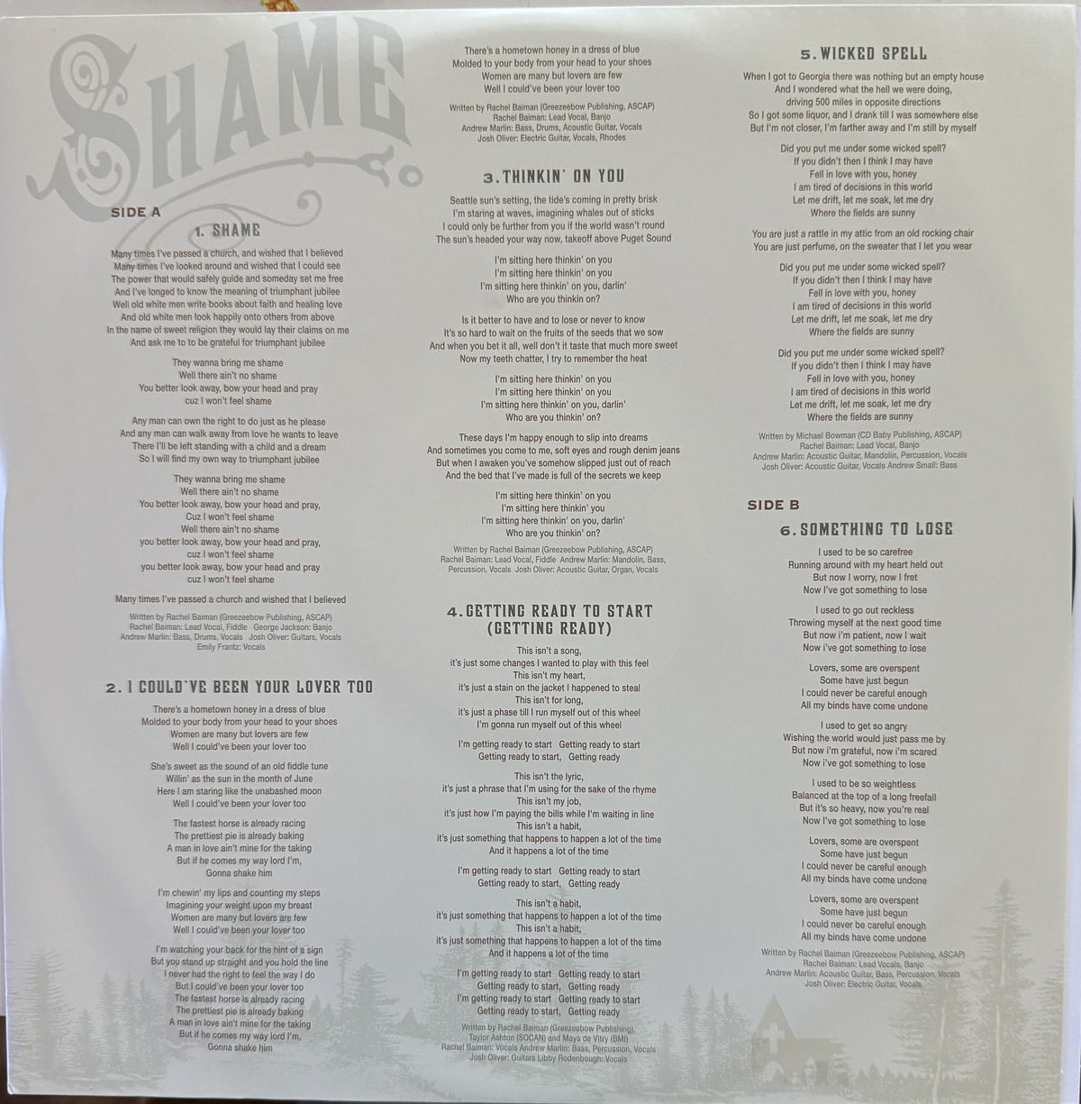 SIGNED Rachel Baiman - Shame - 2017 - AUTOGRAPHED Vinyl Record VG/VG+