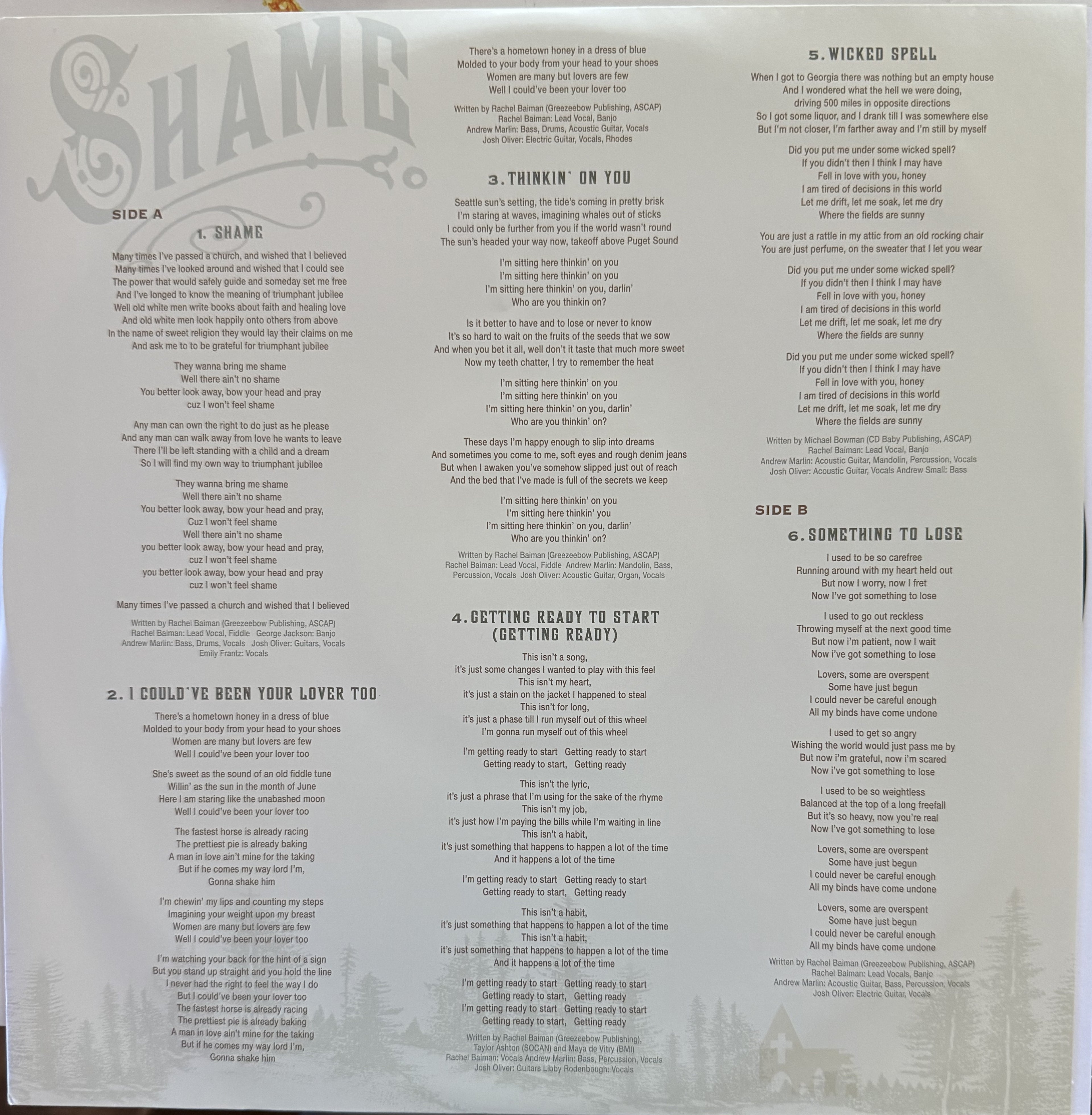 SIGNED Rachel Baiman - Shame - 2017 - AUTOGRAPHED Vinyl Record VG/VG+