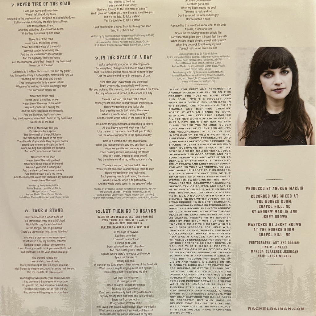 SIGNED Rachel Baiman - Shame - 2017 - AUTOGRAPHED Vinyl Record VG/VG+