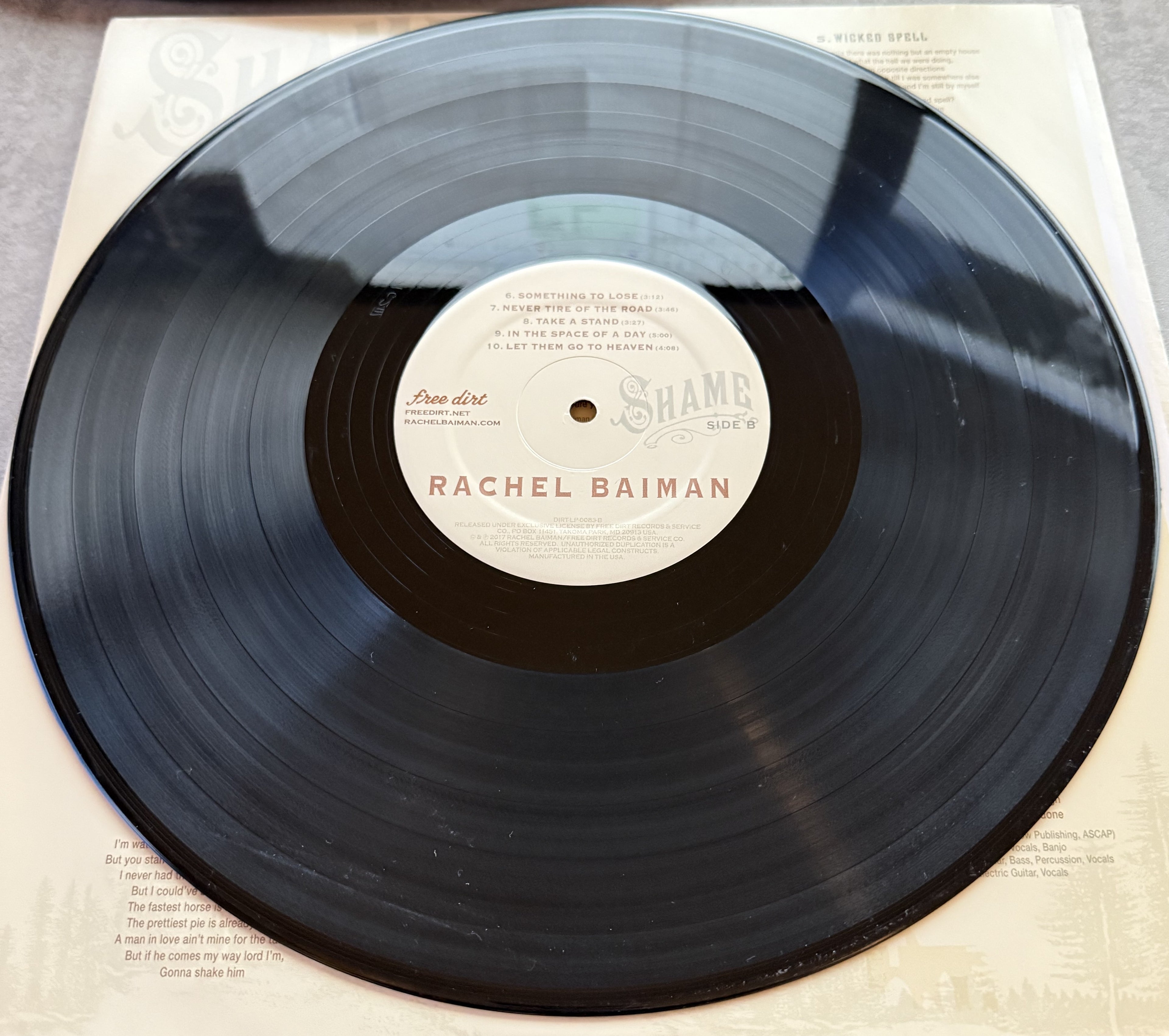 SIGNED Rachel Baiman - Shame - 2017 - AUTOGRAPHED Vinyl Record VG/VG+