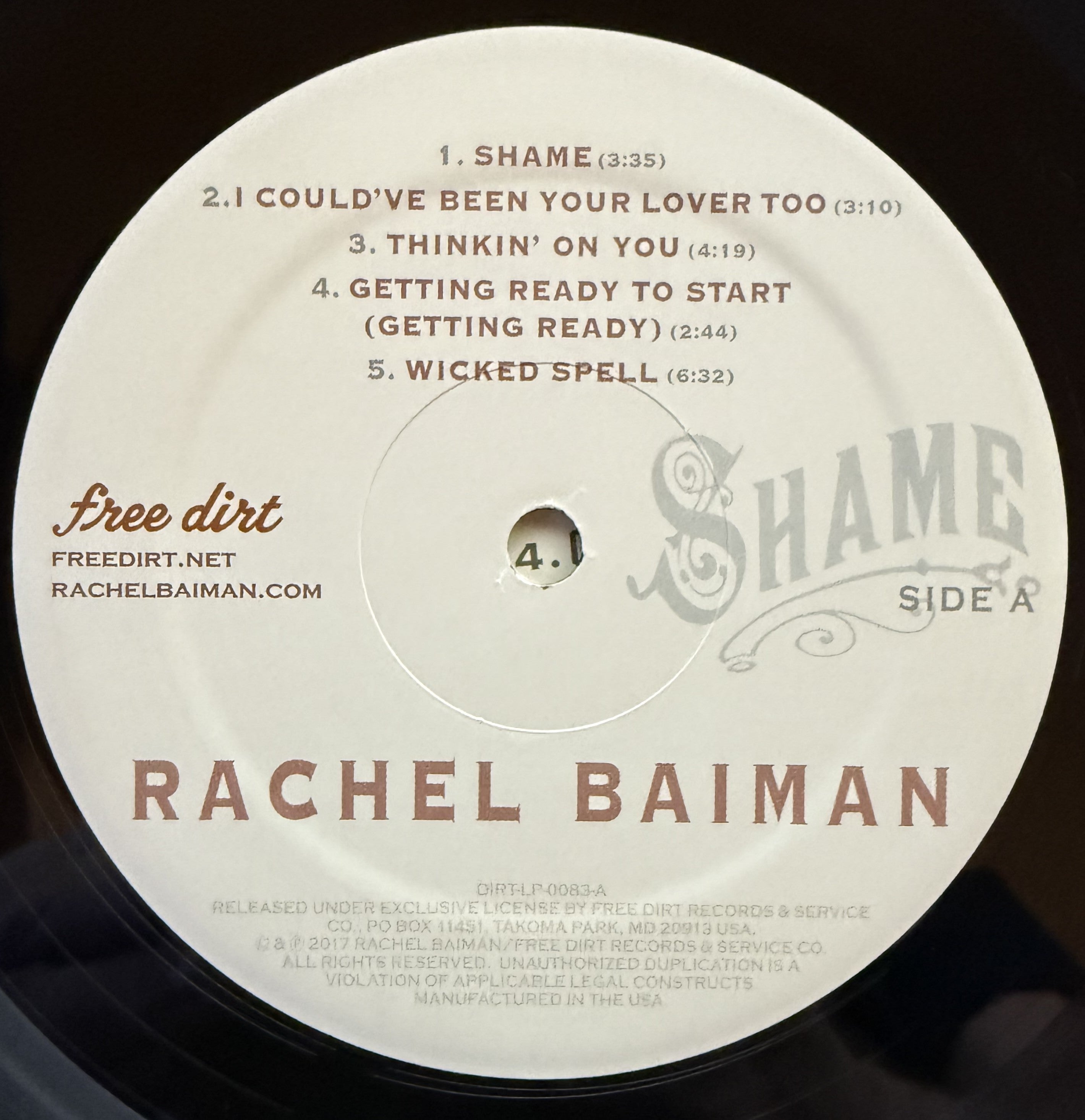 SIGNED Rachel Baiman - Shame - 2017 - AUTOGRAPHED Vinyl Record VG/VG+