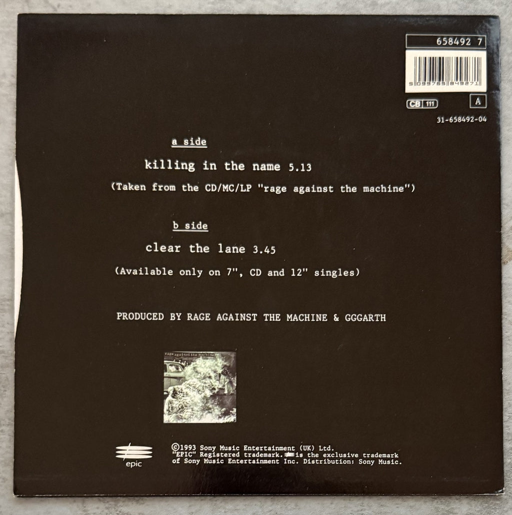 Rage Against The Machine -Killing In The Name -7" UK 1993 Marbled