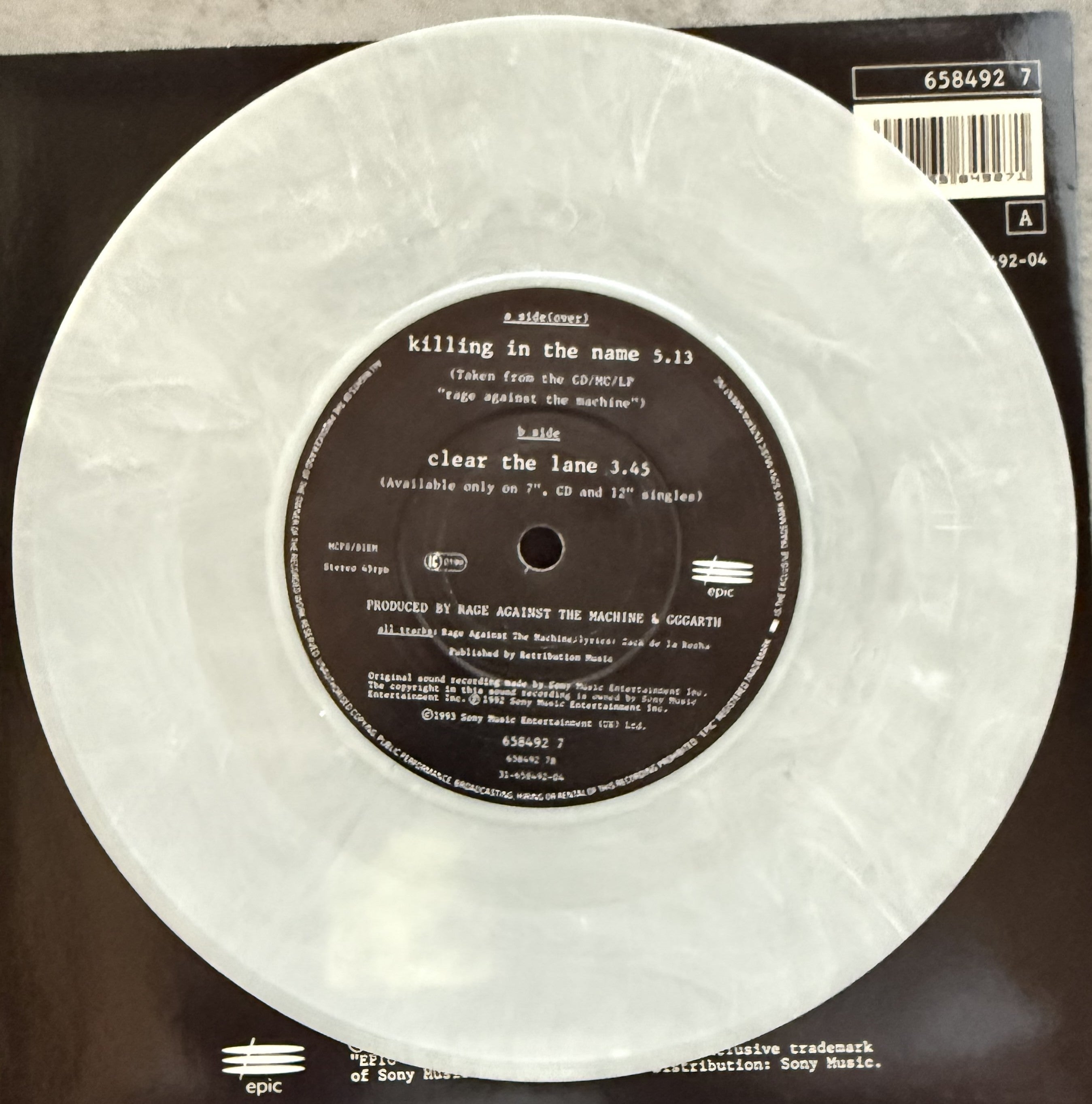 Rage Against The Machine -Killing In The Name -7" UK 1993 Marbled