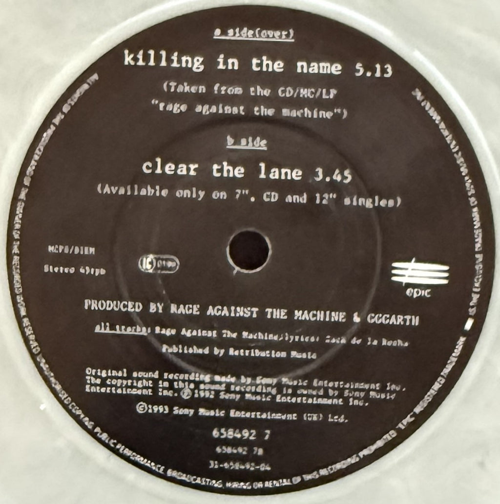 Rage Against The Machine -Killing In The Name -7" UK 1993 Marbled