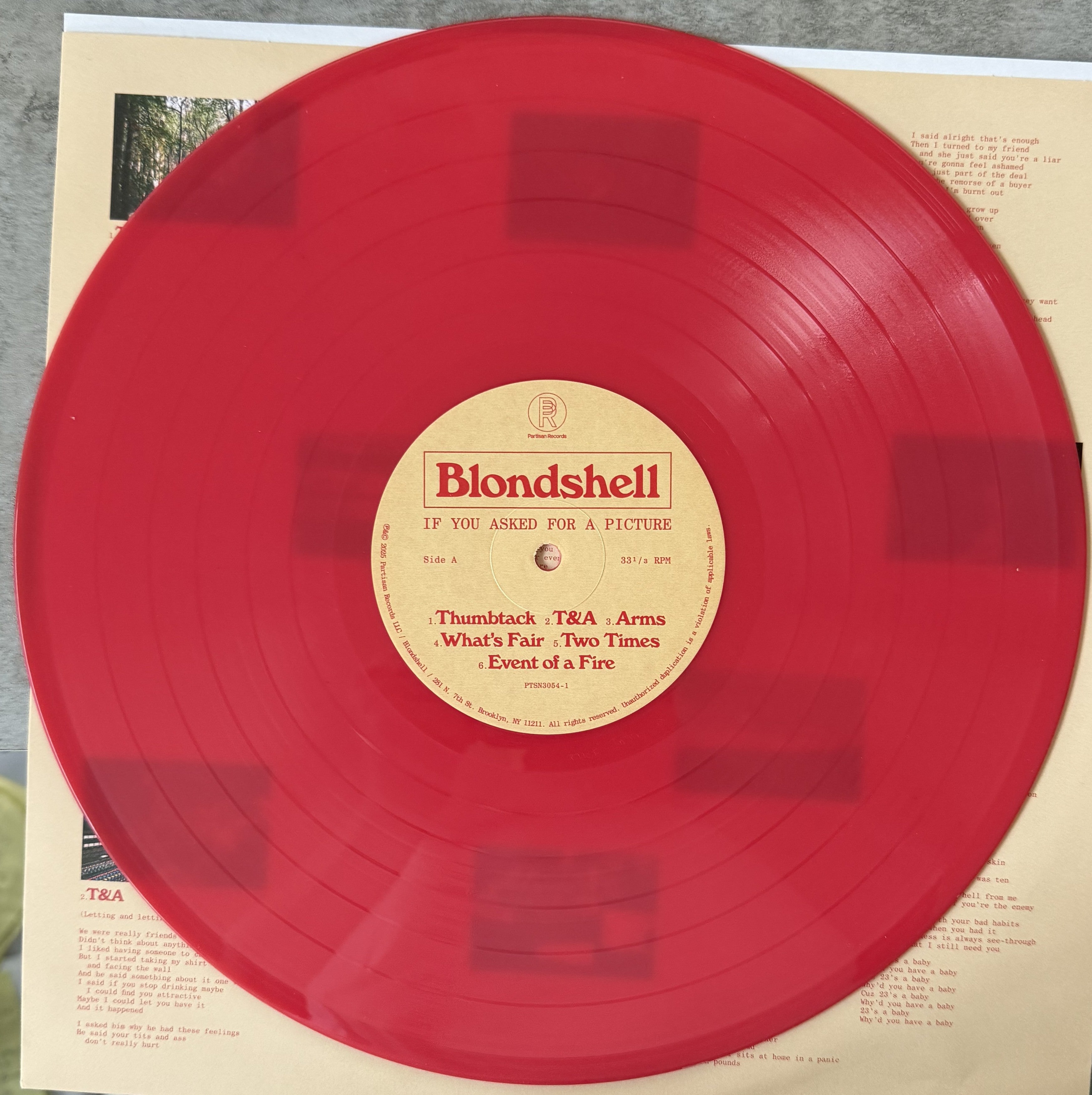SIGNED - Blondshell If You Asked For A Picture 2025 NM Red Vinyl