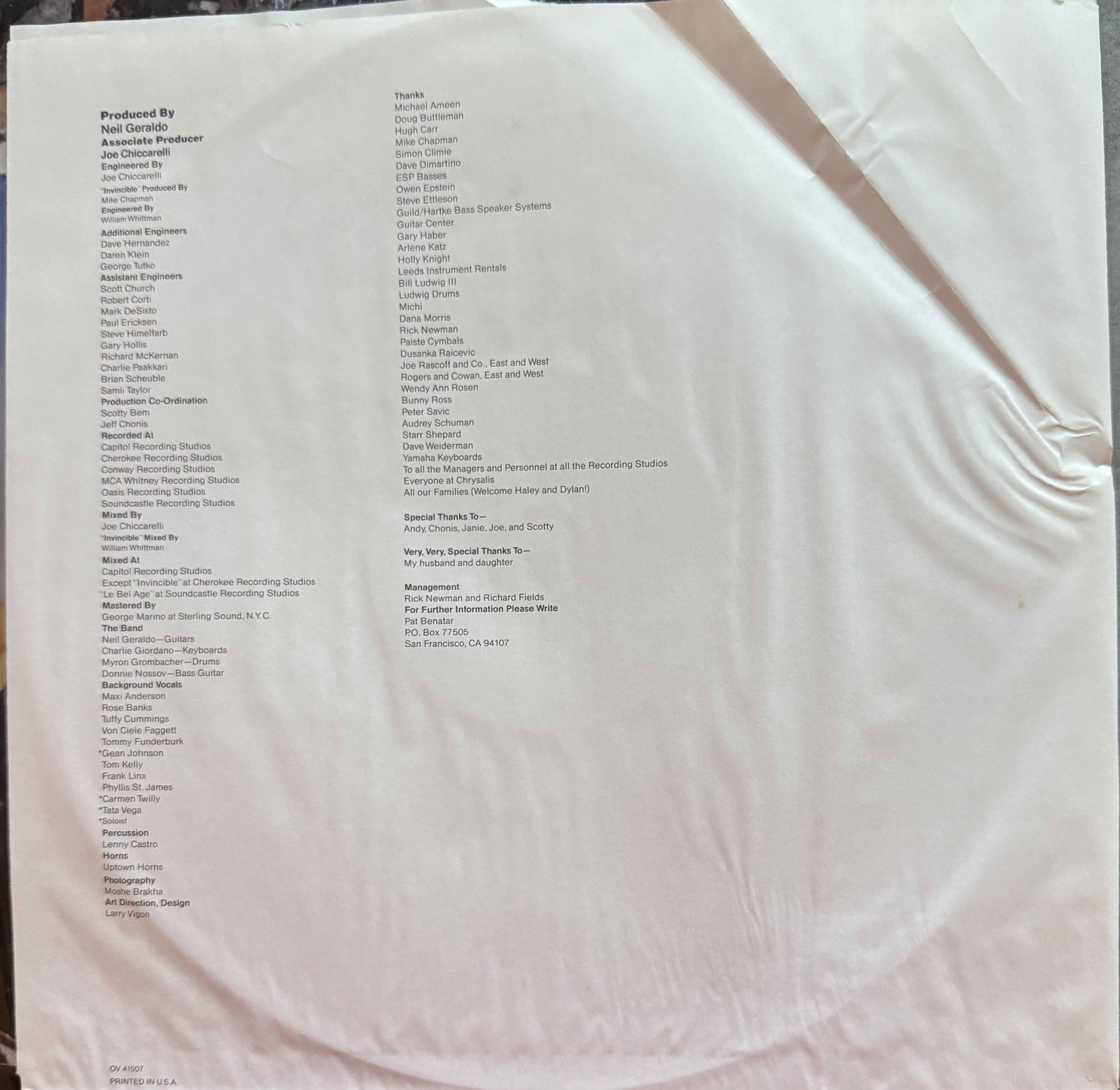 Pat Benatar - Seven The Hard Way - 1985 Early Press Club Edtn - VG+/VG+ & BONUS