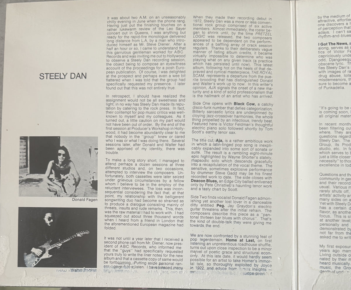 Steely Dan - Aja - 1977 repress used vinyl - VG+ / G+ - Early Pressing!