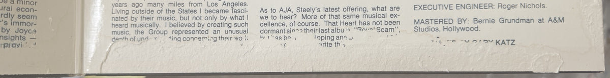 Steely Dan - Aja - 1977 repress used vinyl - VG+ / G+ - Early Pressing!