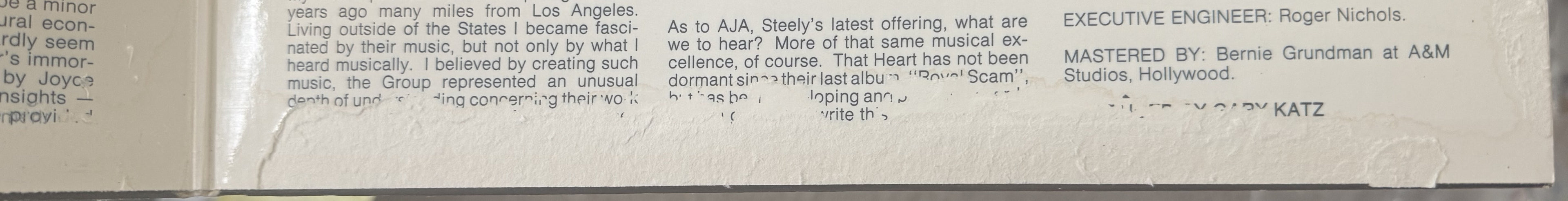 Steely Dan - Aja - 1977 repress used vinyl - VG+ / G+ - Early Pressing!
