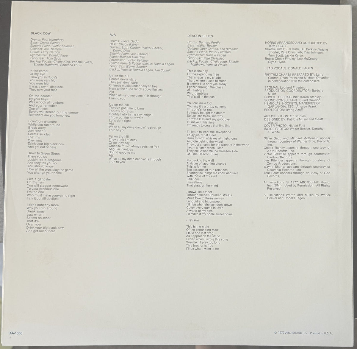 Steely Dan - Aja - 1977 repress used vinyl - VG+ / G+ - Early Pressing!