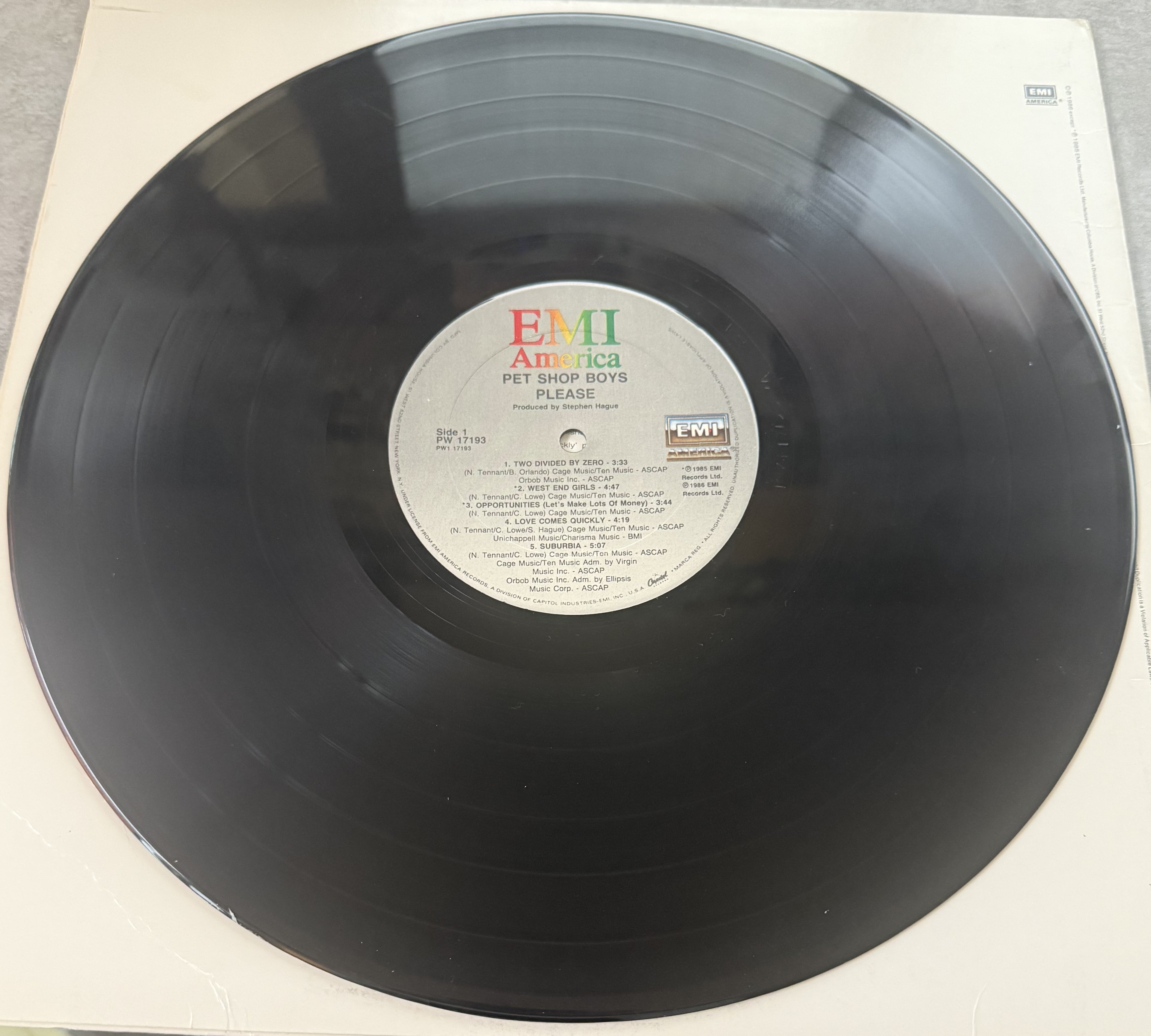 Pet Shop Boys - Please - 1986 EMI Club Edition - VG+/VG used vinyl