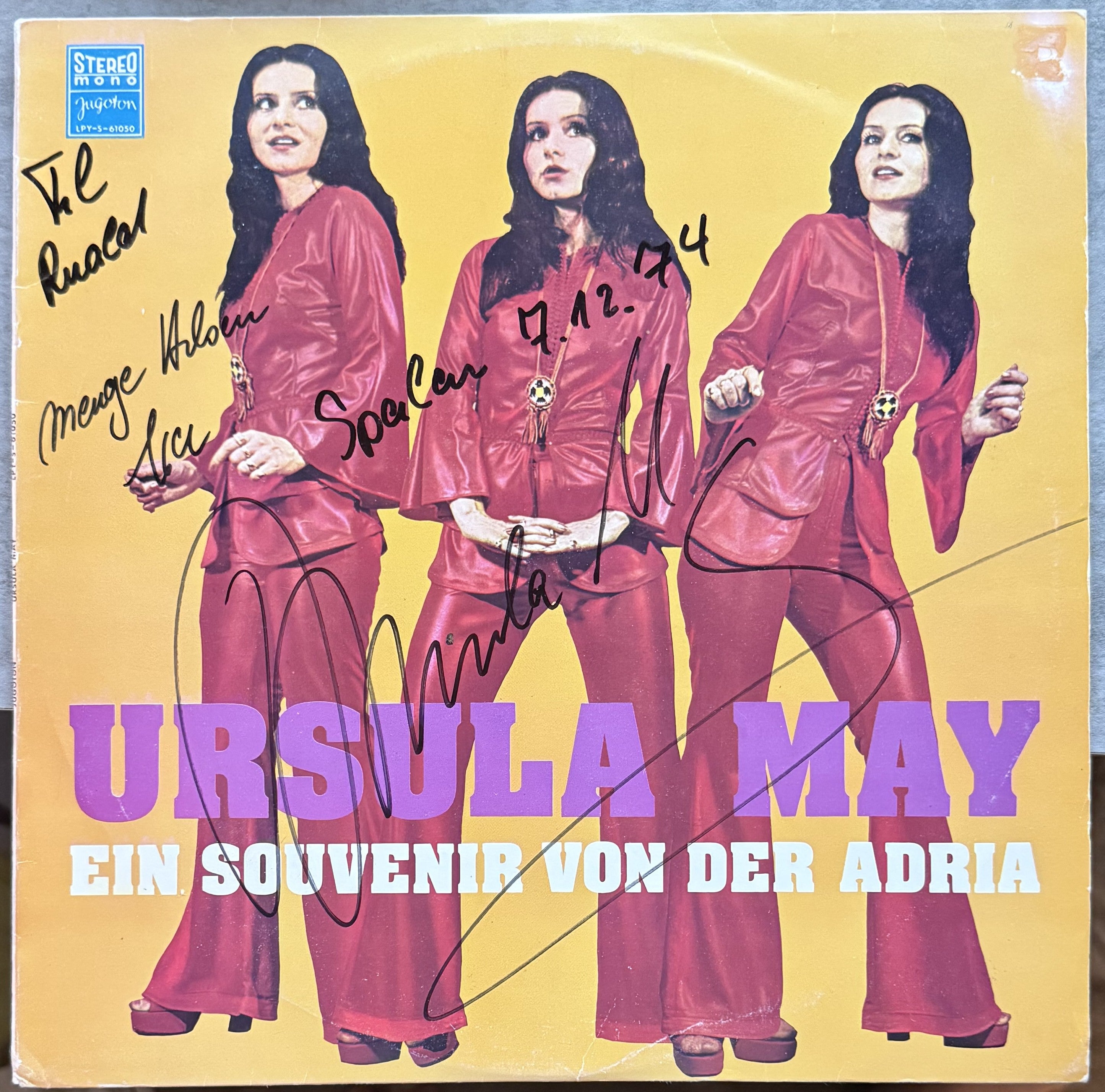 AUTOGRAPHED - Ursula May - Ein Souvenir von der Adria - 1973 Mono - VG+/VG Vinyl