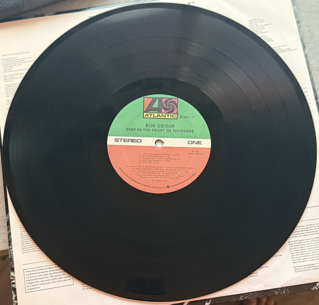 PROMO COPY Bob Geldoff - Deep in the Heart of Nowhere - 1986 used vinyl VG+/VG+