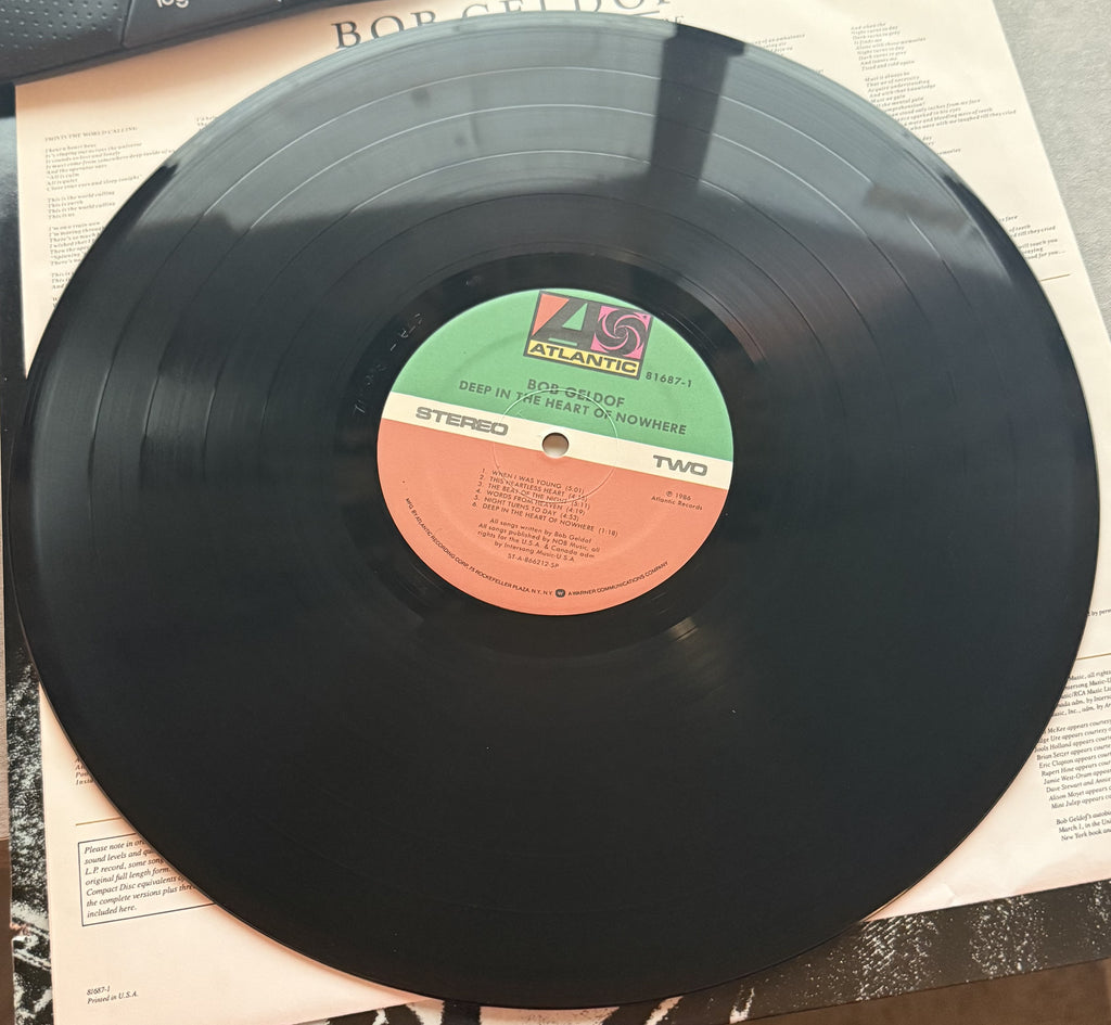 PROMO COPY Bob Geldoff - Deep in the Heart of Nowhere - 1986 used vinyl VG+/VG+