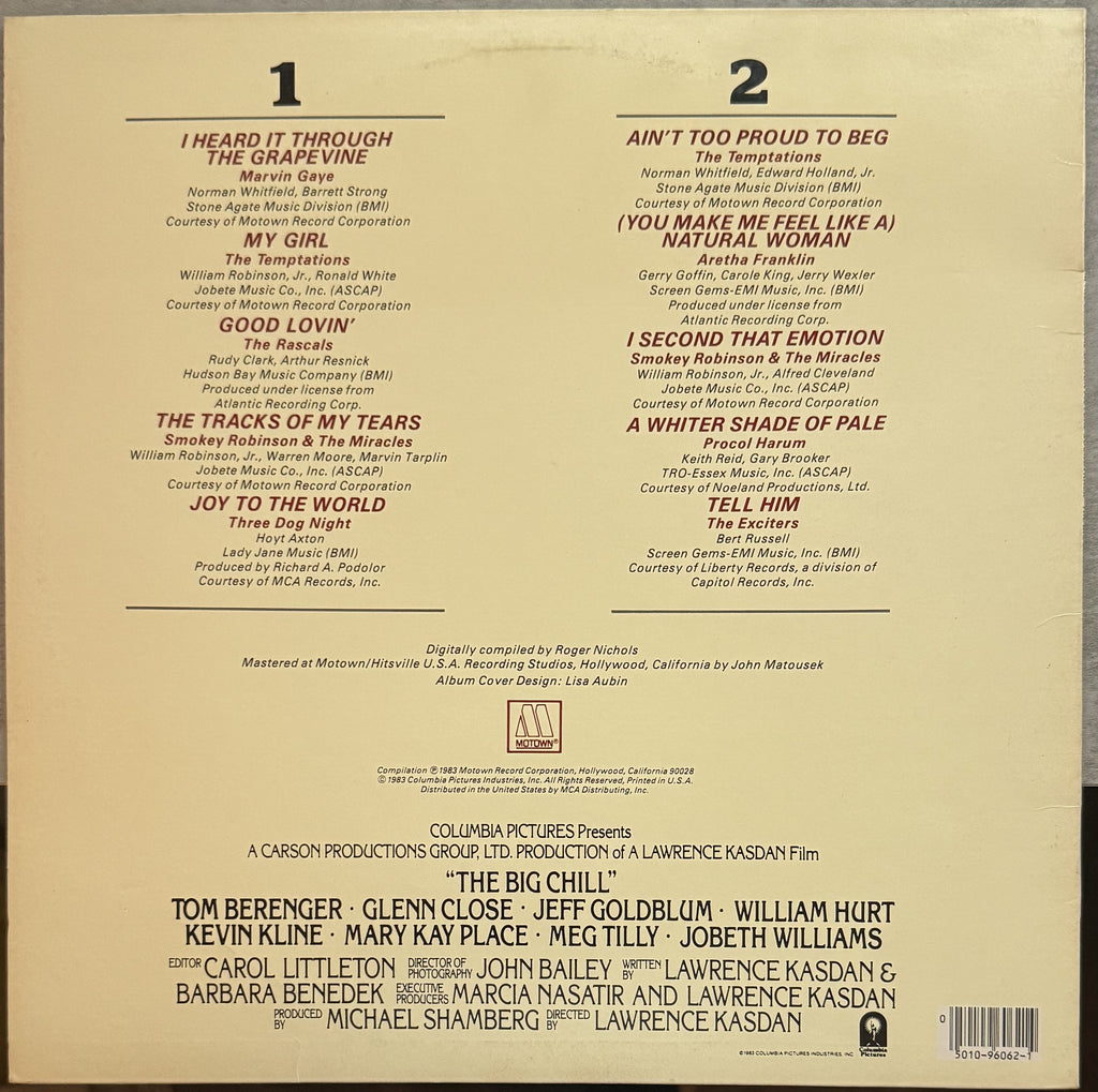The Big Chill - 1983 Soundtrack - Motown Records - VG+/VG+ used vinyl