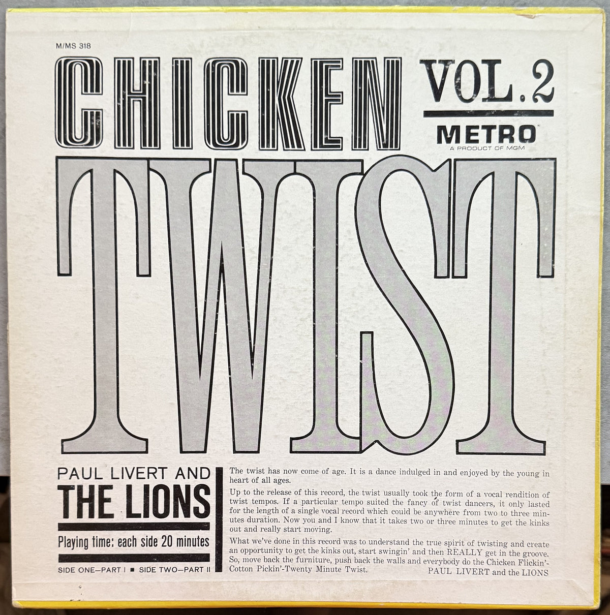 Chicken Twist! (vol2) - Used Vinyl - Paul Livert & The Lions - VG+/VG+ - 1962