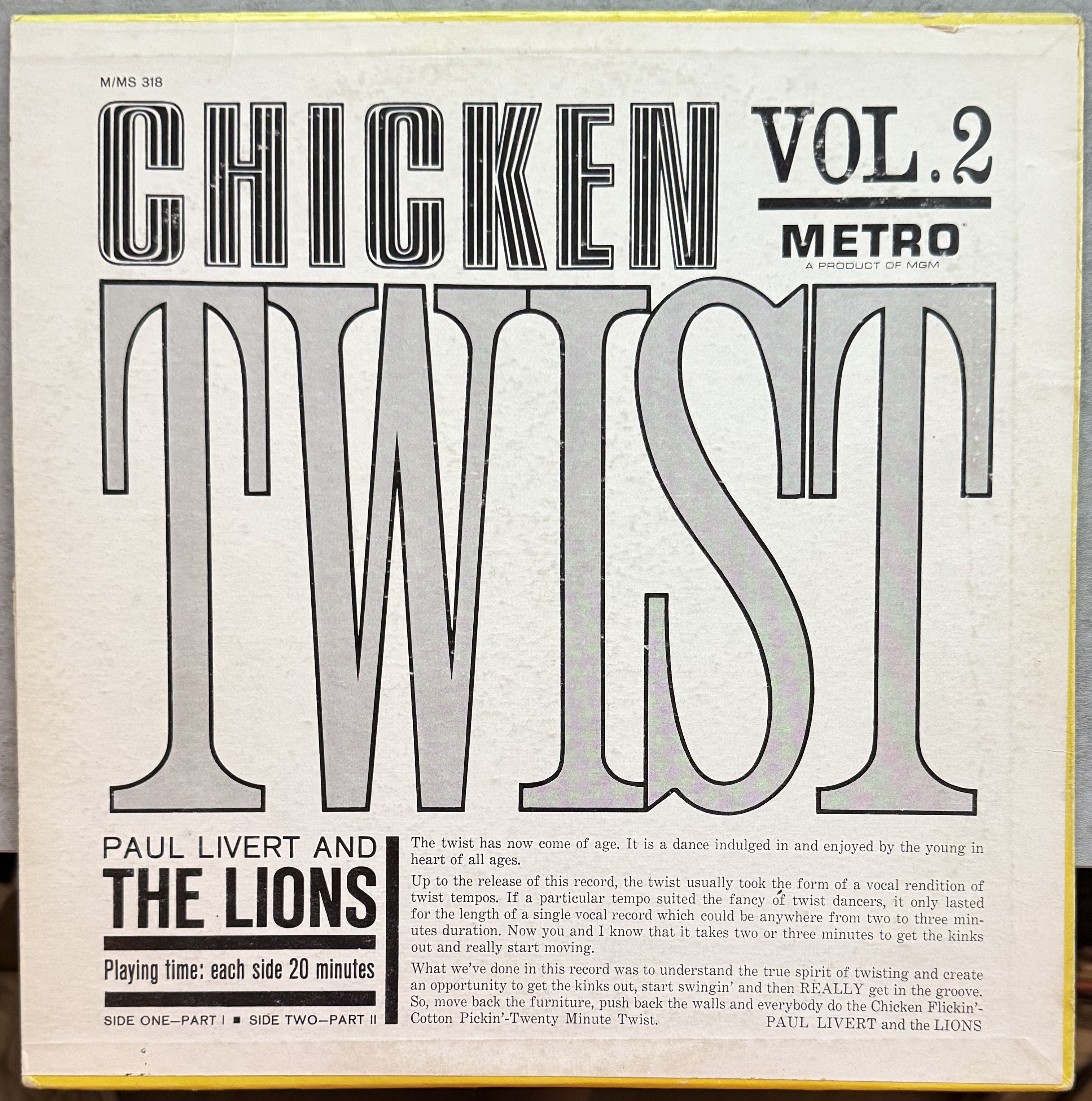 Chicken Twist! (vol2) - Used Vinyl - Paul Livert & The Lions - VG+/VG+ - 1962