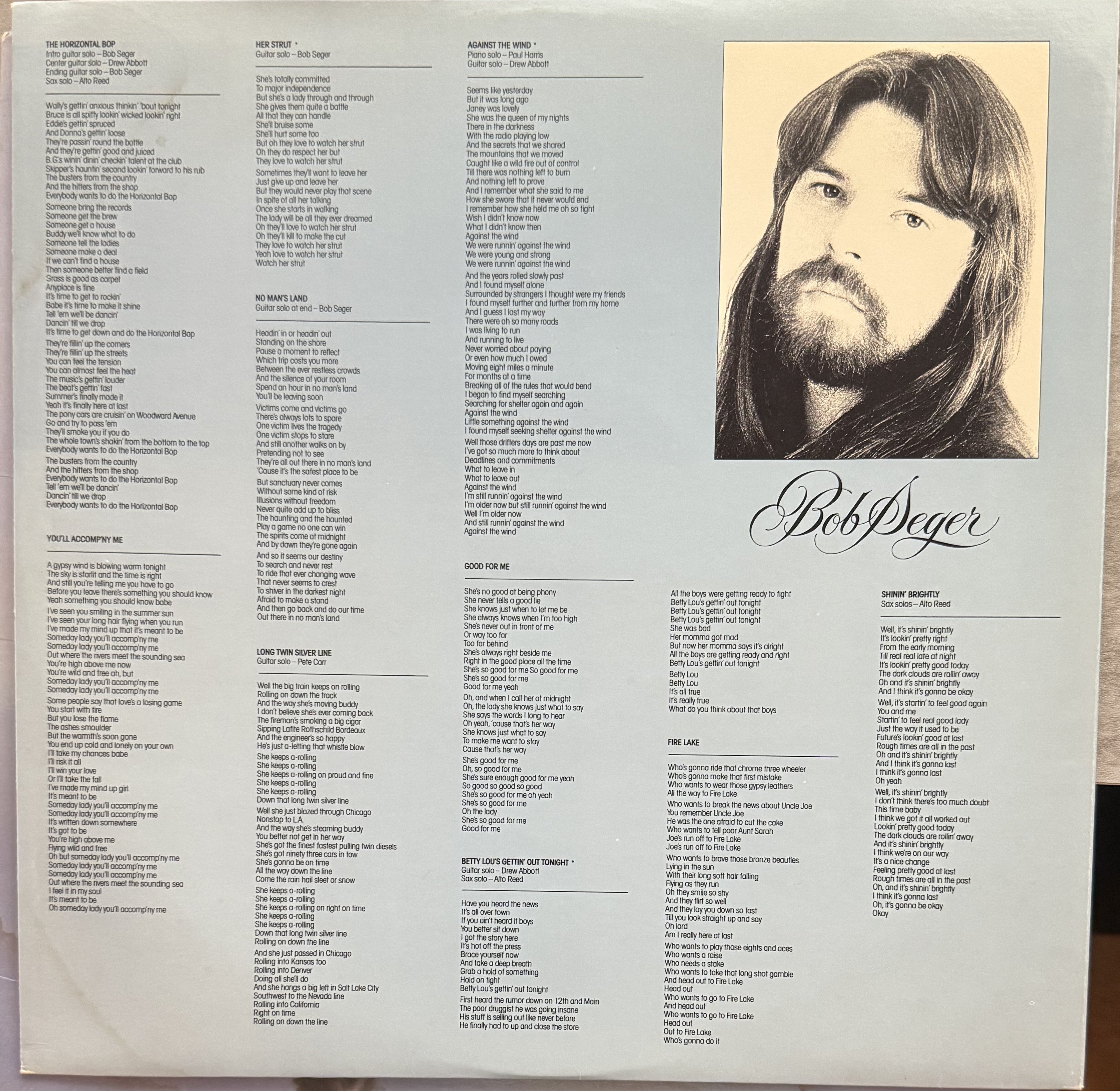 Bob Seger - Against The Wind - 1980 used vinyl - VG+/G (plays great!)