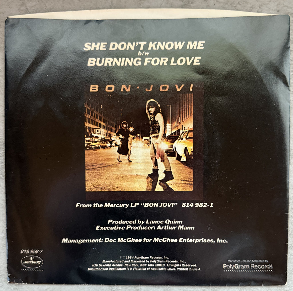 5 Bon Jovi 7" singles - 1984-1989 - VG+ You Give Love a Bad Name, Runaway!
